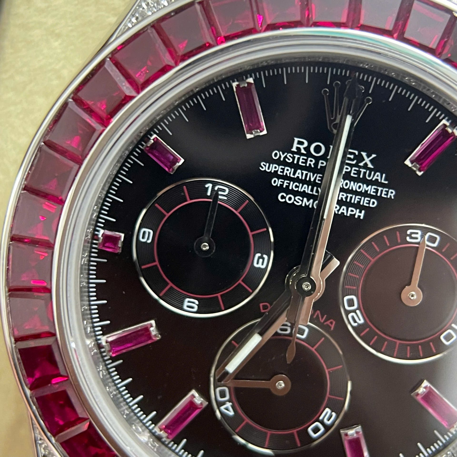 Rolex Daytona 126599TRU Replica Watch 18K Solid Gold + Natural Ruby + Natural Diamonds Custom 40mm - Elite Watch Atelier