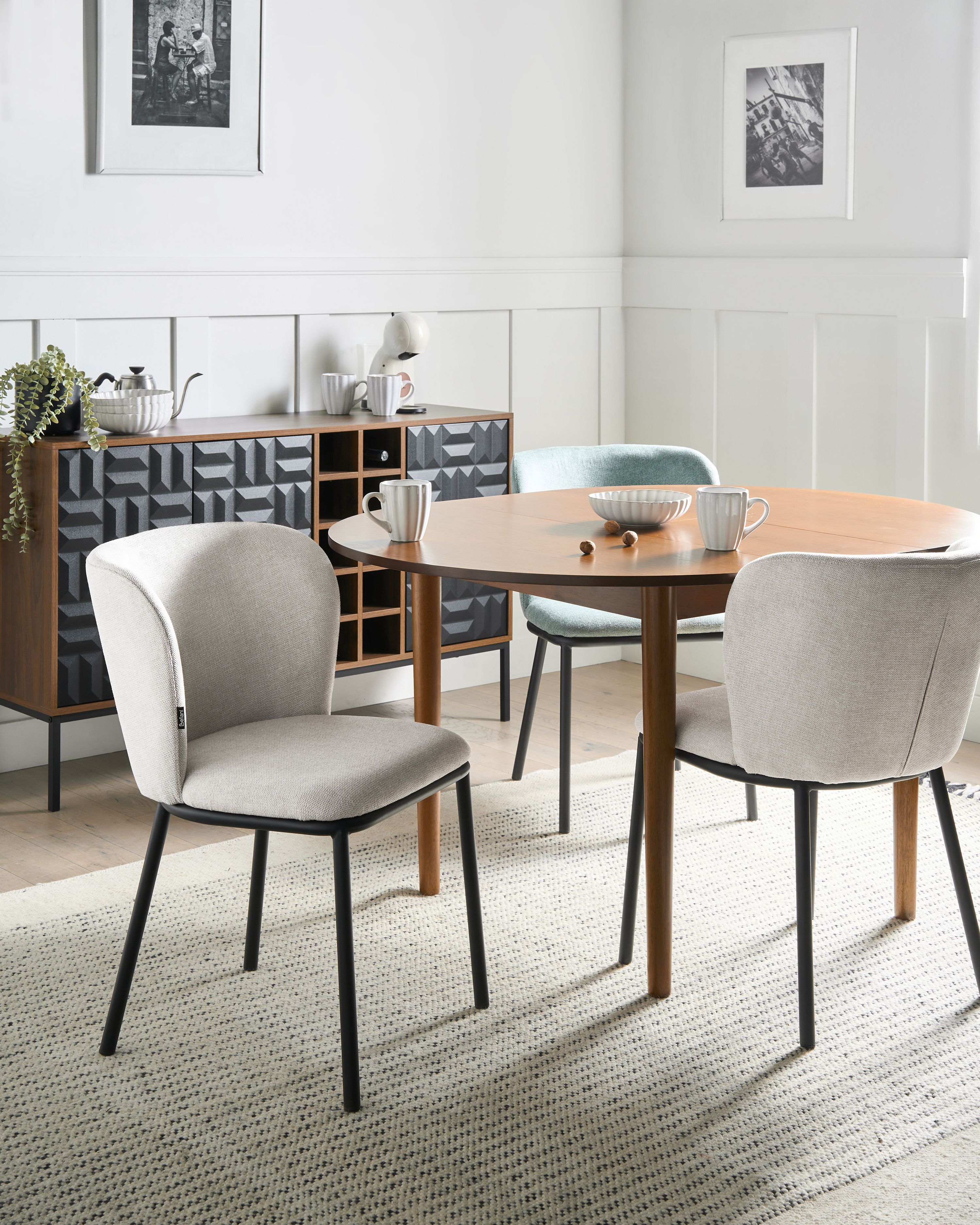 Set of 2 Dining Chairs ARTESIA Fabric Light Beige