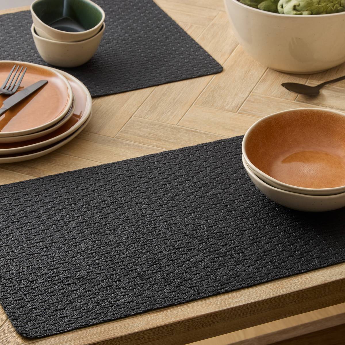 Placemat "Ely" PU - Polyurethane, 49x33 cm, Black