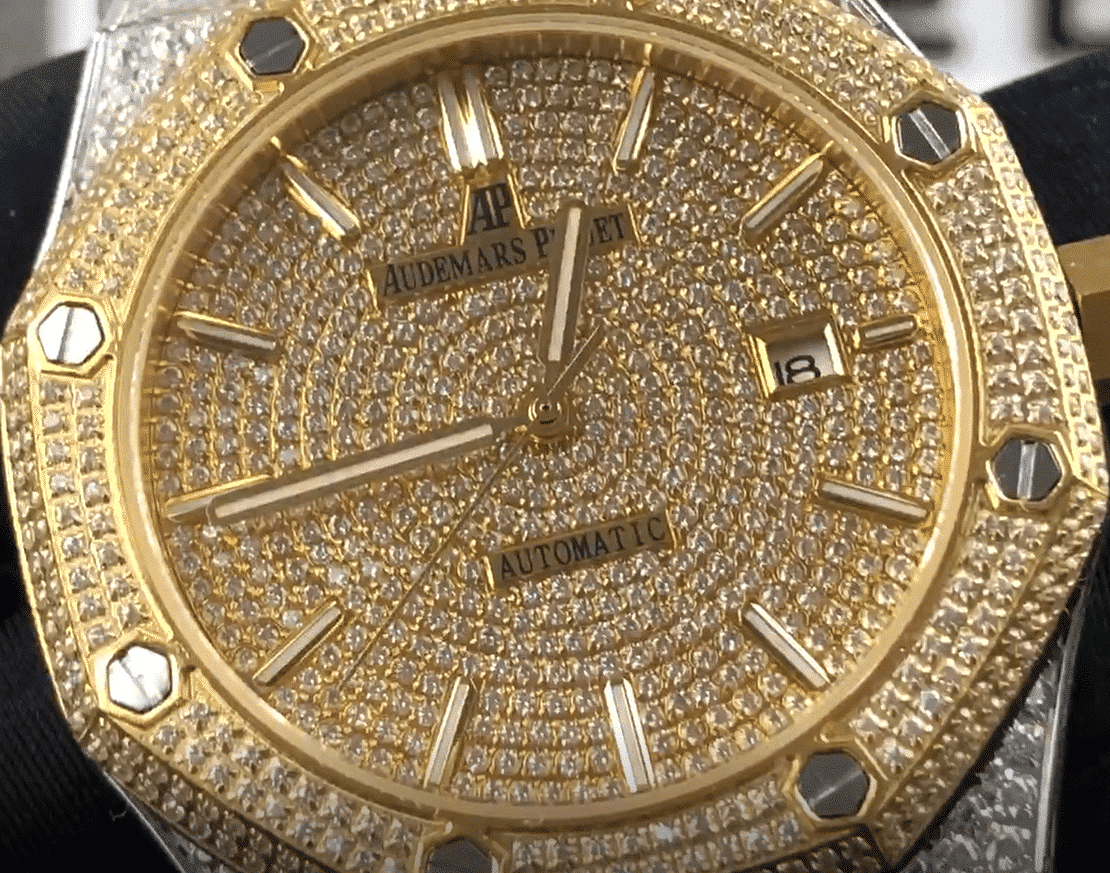 Audemars Piguet Royal Oak Iced Out Yellow Gold Replica - Top club