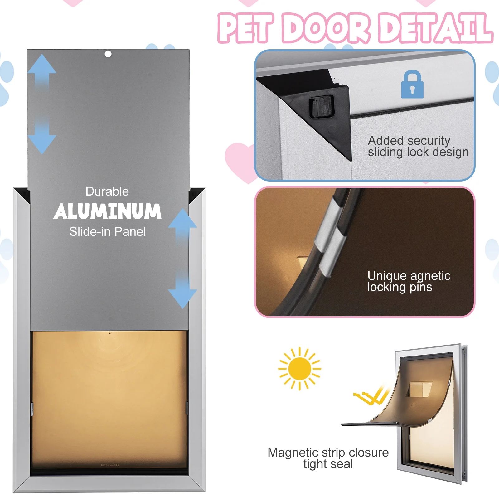 SHZOND Large Dog Door Aluminum Dog Doors W/Extra-Large Flap 17.5" W x 27.7" H Doggie Doors for Large Dog Up to 220lbs - Image 4