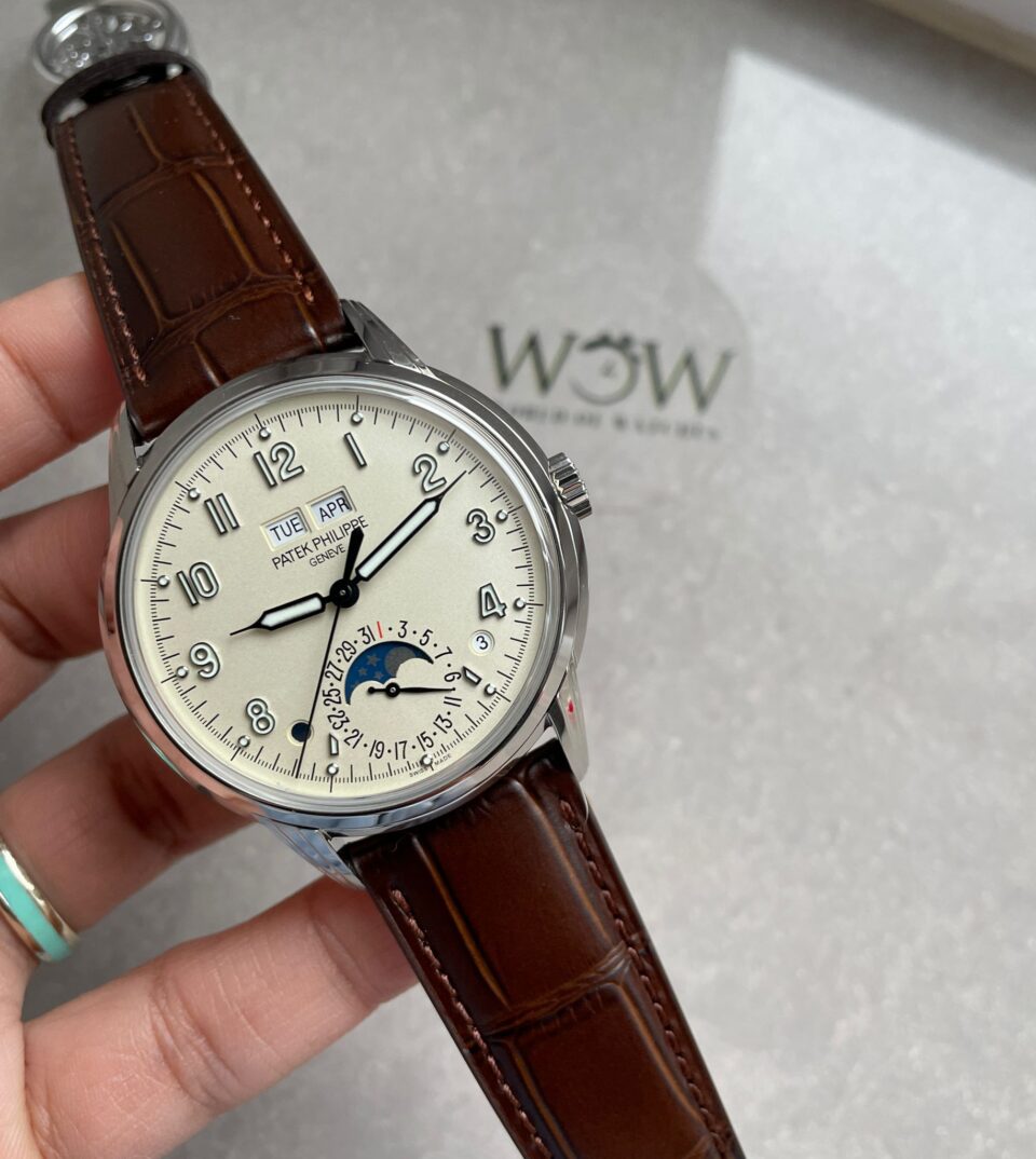 Replica PATEK PHILIPPE Perpetual Calendar 5320G-001 SS GSF 1:1 Best Edition Cream Dial on Brown Leather Strap A324 - Top club