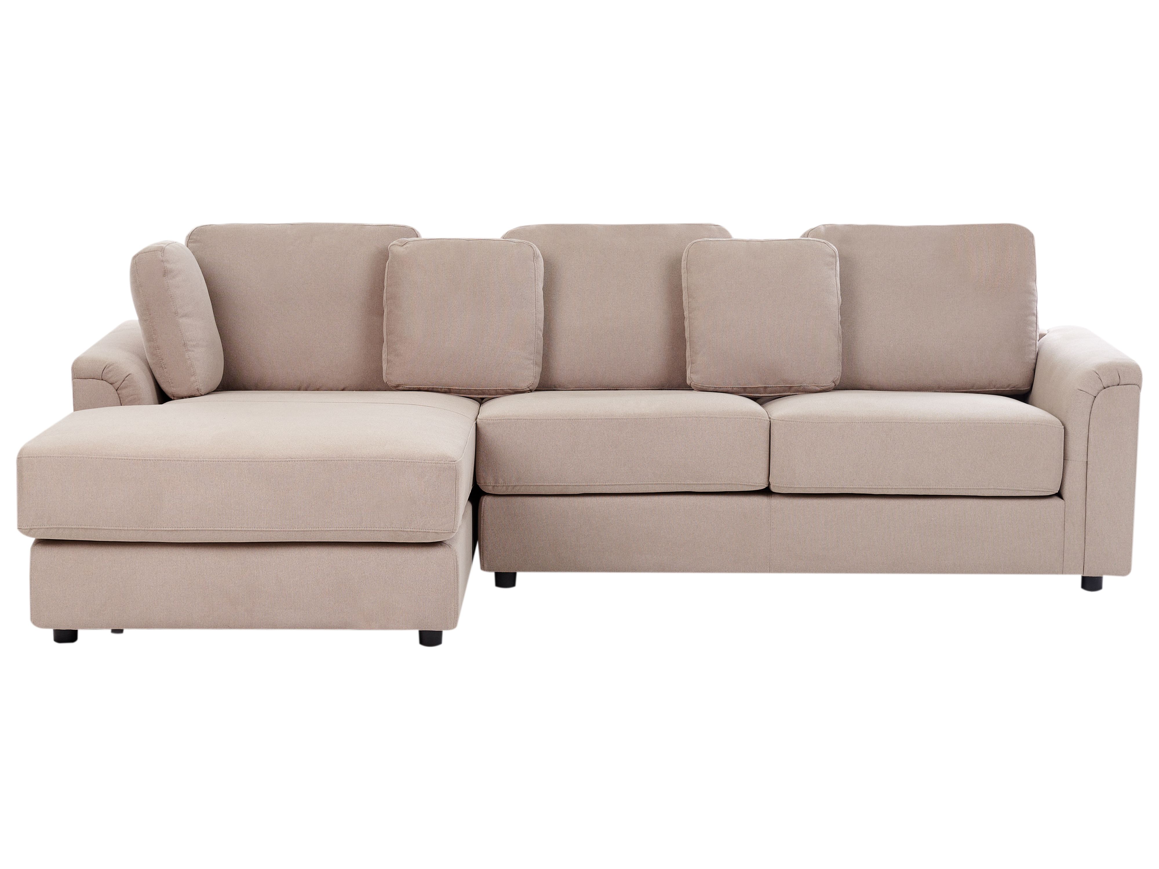 Corner Sofa 4 Seater KOHLO Fabric Taupe Right Hand