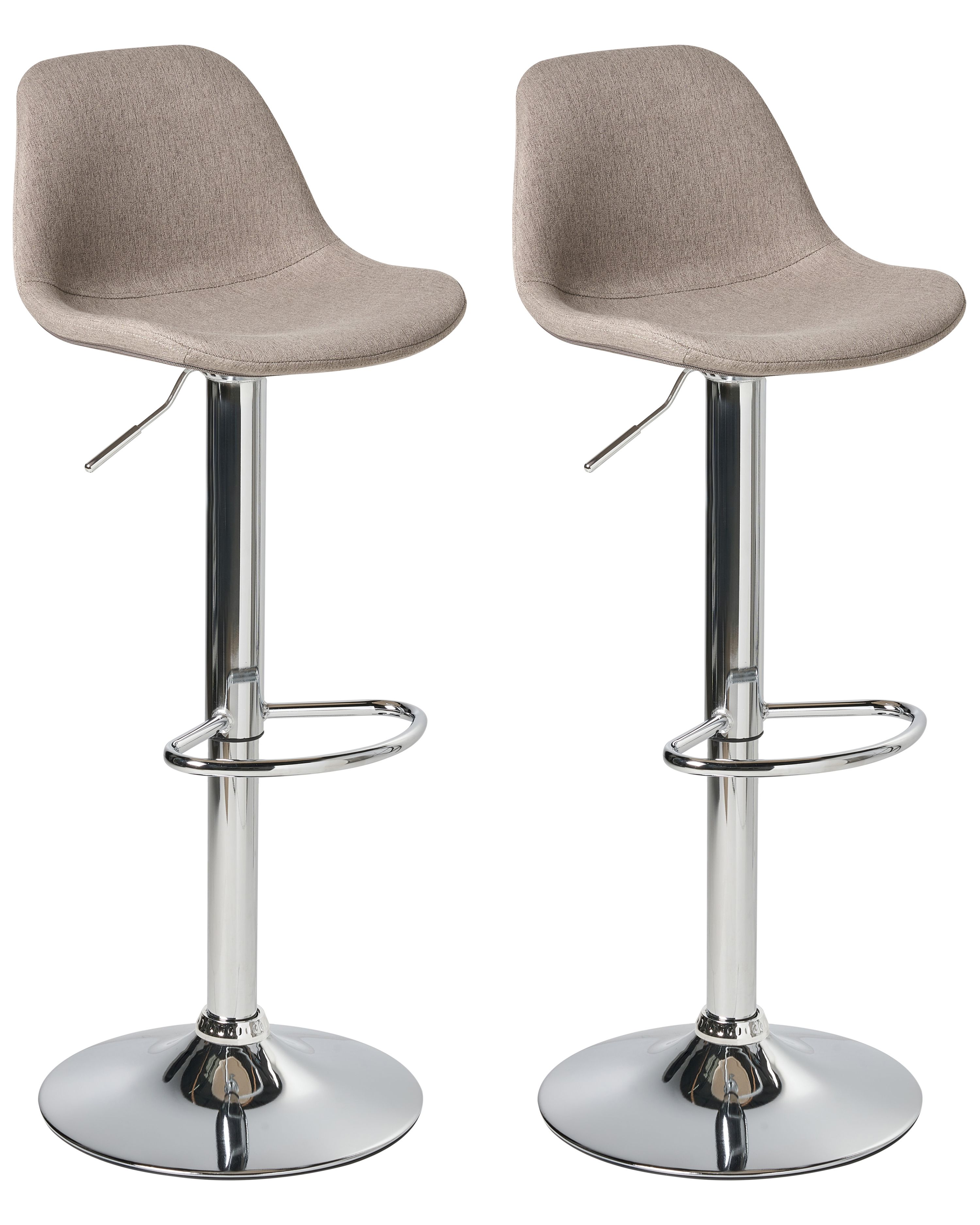 Set of 2 Bar Stools KAHLA Fabric Swivel Taupe
