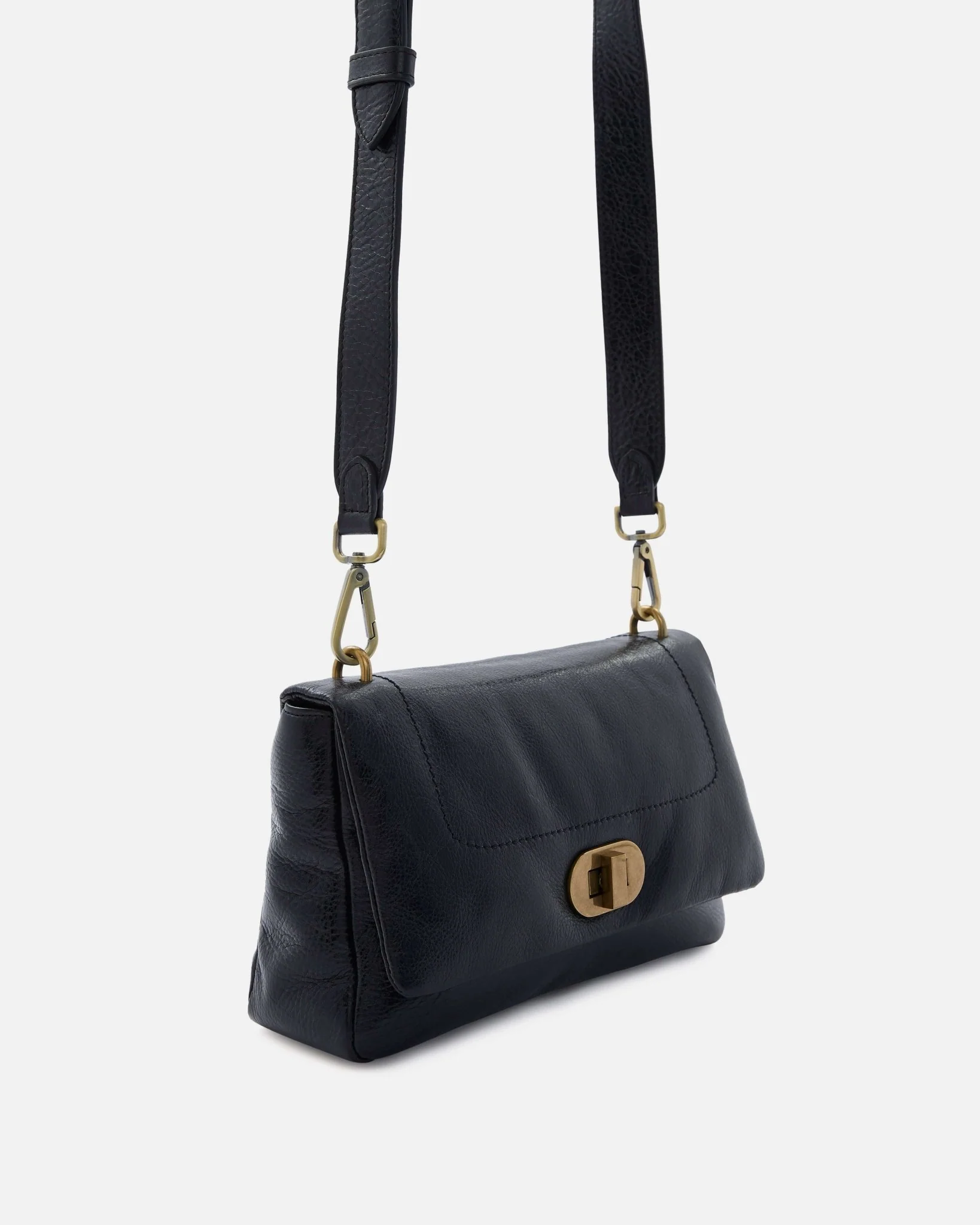 SAC CUIR GALI NOIR - Sac cuir lisse grande anse