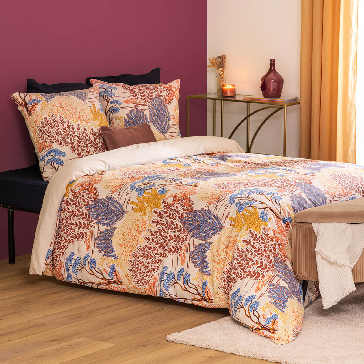 Printed bed linen set "Walaa" Beige, 240x220 cm