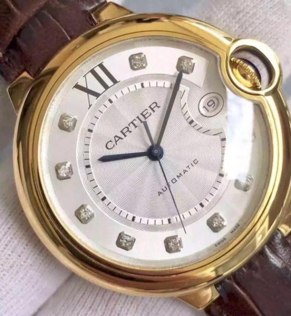 Replica Cartier JF Ballon Bleu 42mm YG White Dial Leather Strap MIYOTA9015 - Top club