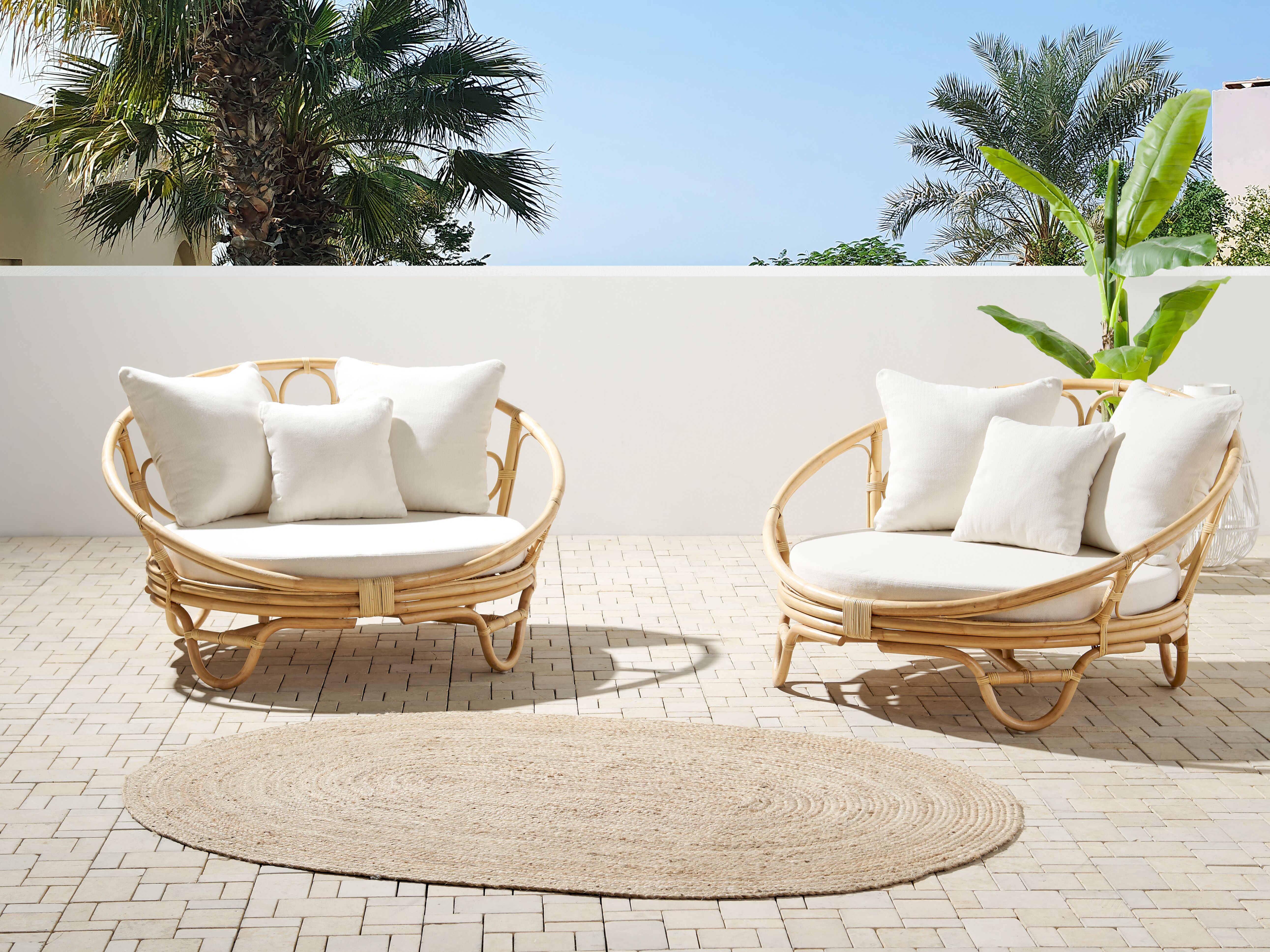 Set of 2 Garden Daybeds ROSSANO Rattan Natural