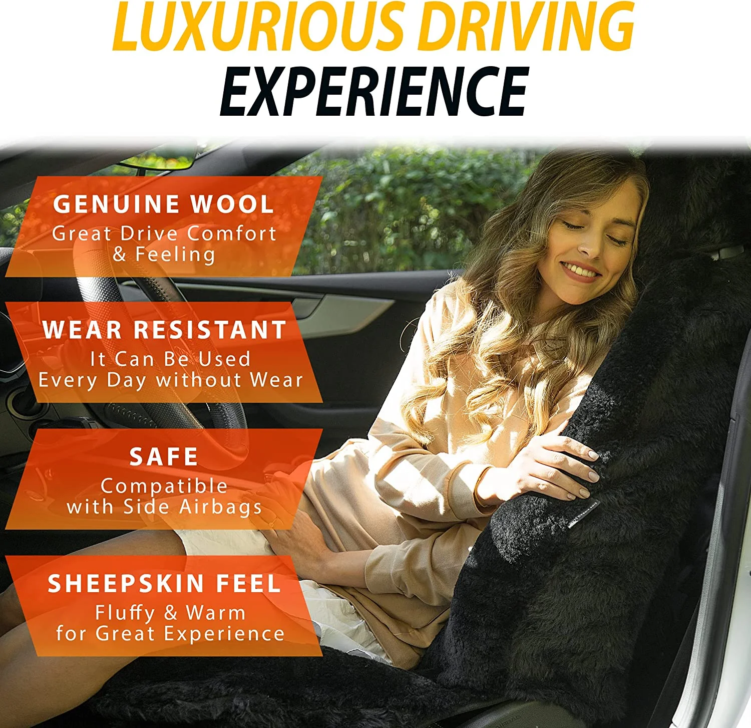 Zone Tech Genuine Sheepskin Ivory Car Seat Cover, Fluffy Luxury Wool Front Seat Covers, Universal Fits Car, Truck, SUV, & Van - Image 21