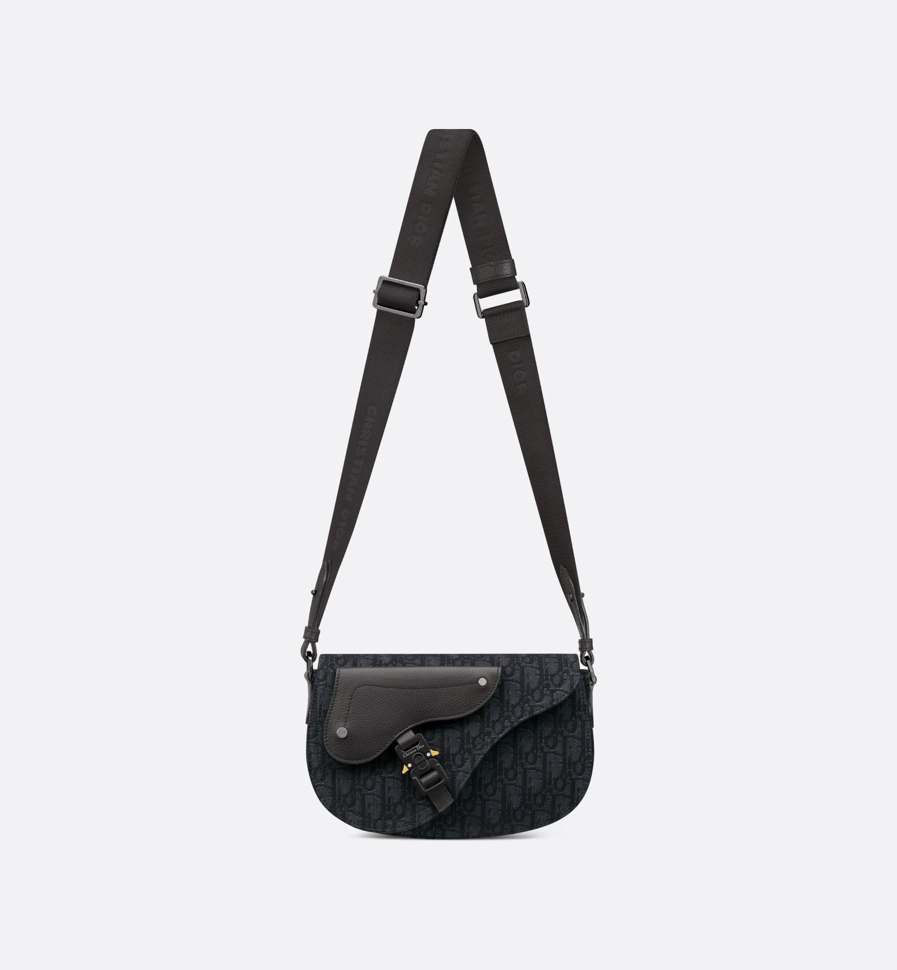 Dior Saddle Messenger Bag Black For Men 9.5 Inches/ 24 Cm 1ADPO325YKY_H03E1:1High-quality replica
