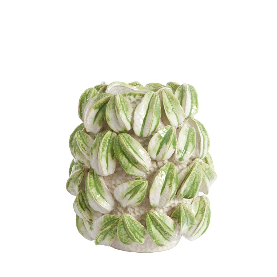 Light & Living - Carambola vaas keramiek 32x31,5x36,5 cm - crème groen