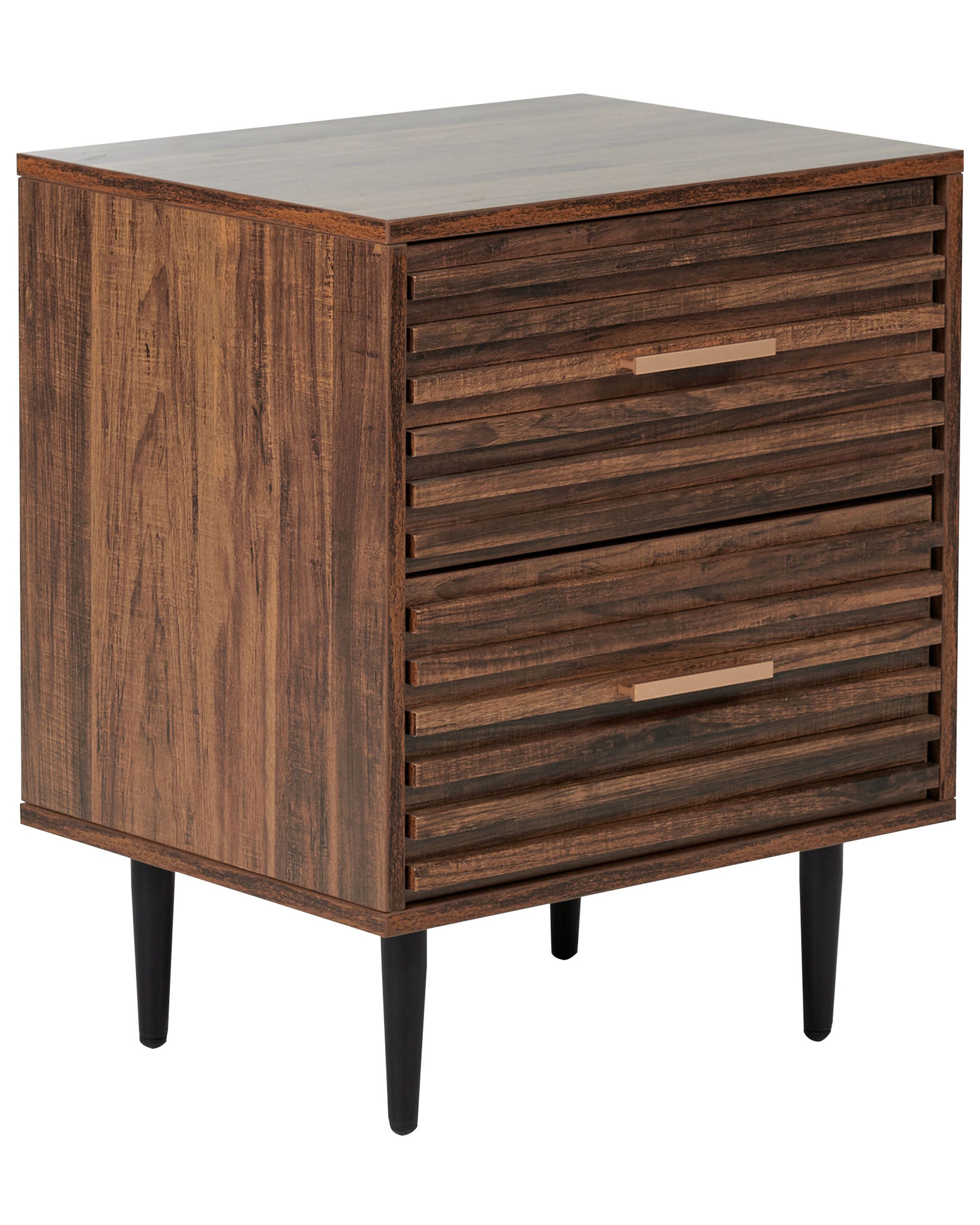 2 Drawer Bedside Table KEITH Dark Brown