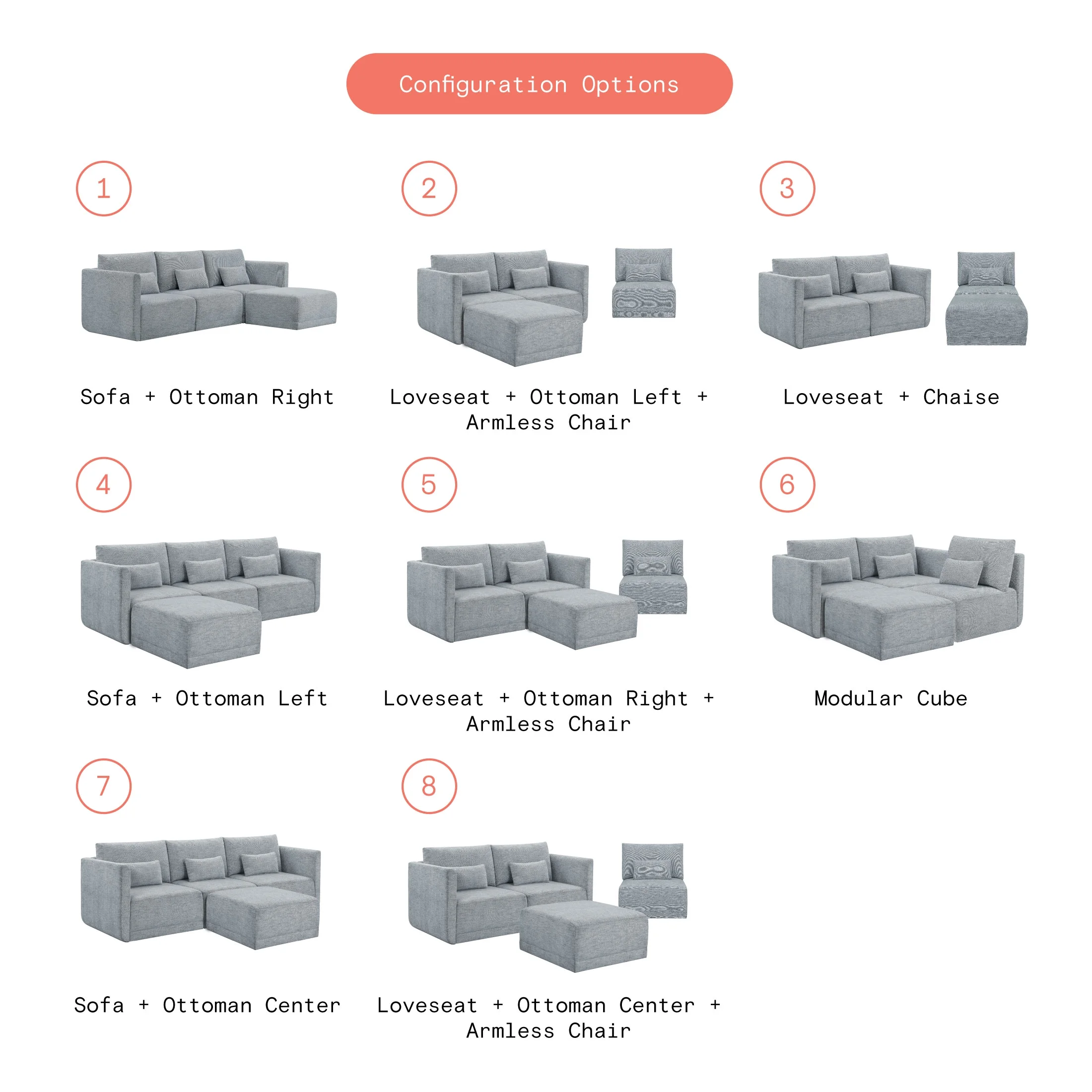 Beautiful Drew Modular Sectional Sofa with Ottoman by Drew Barrymore, Gray Fabric - Image 11