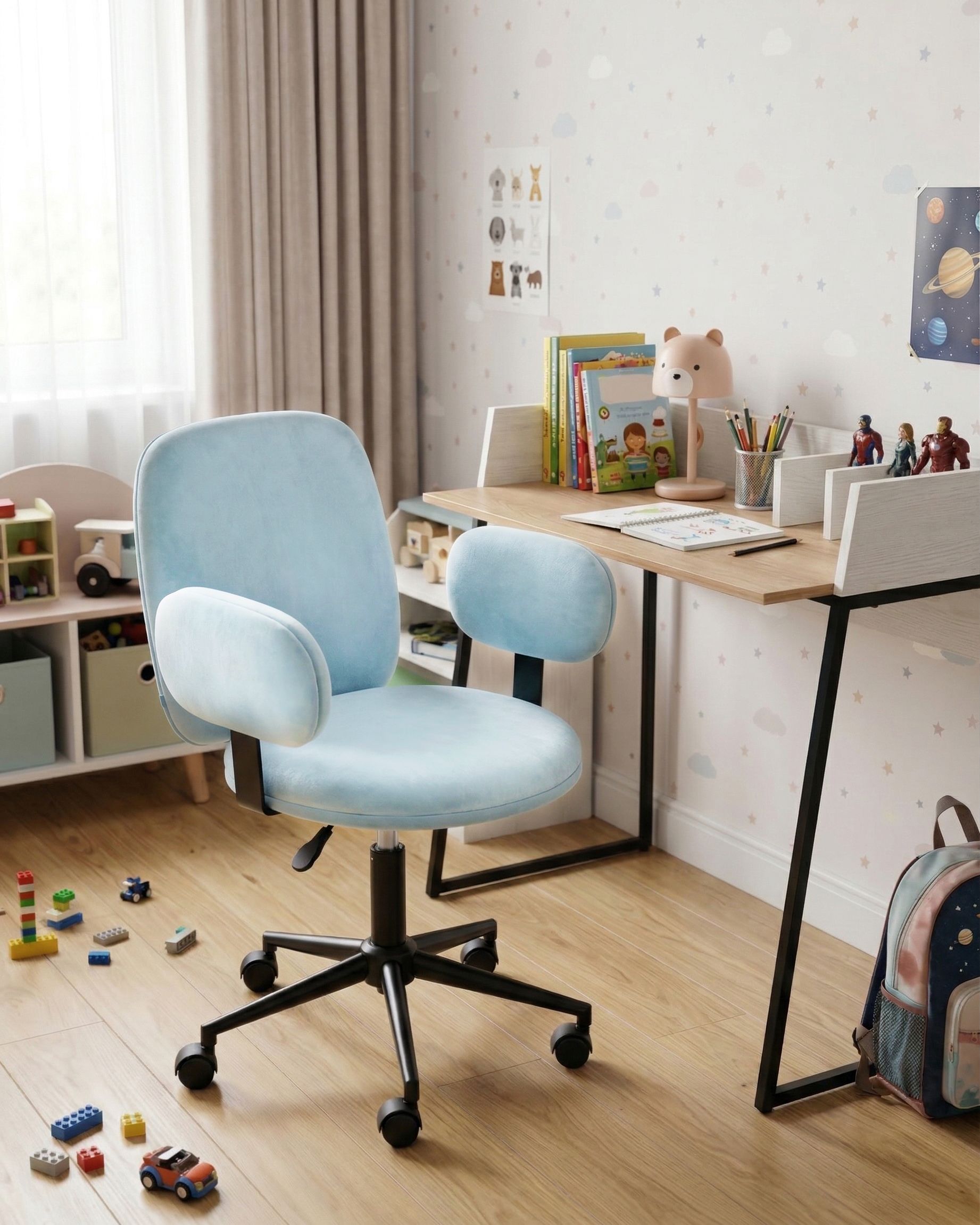 Desk Chair MORAGA Velvet Light Blue