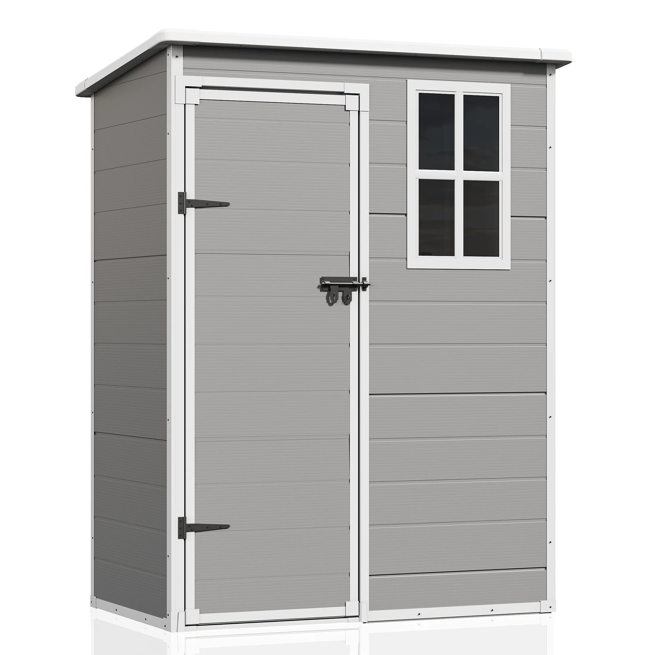 UDPATIO Outdoor Storage Shed 5x3 FT, Resin Garden Shed for Backyard, Patio, Lawn, Grey & White - Image 10