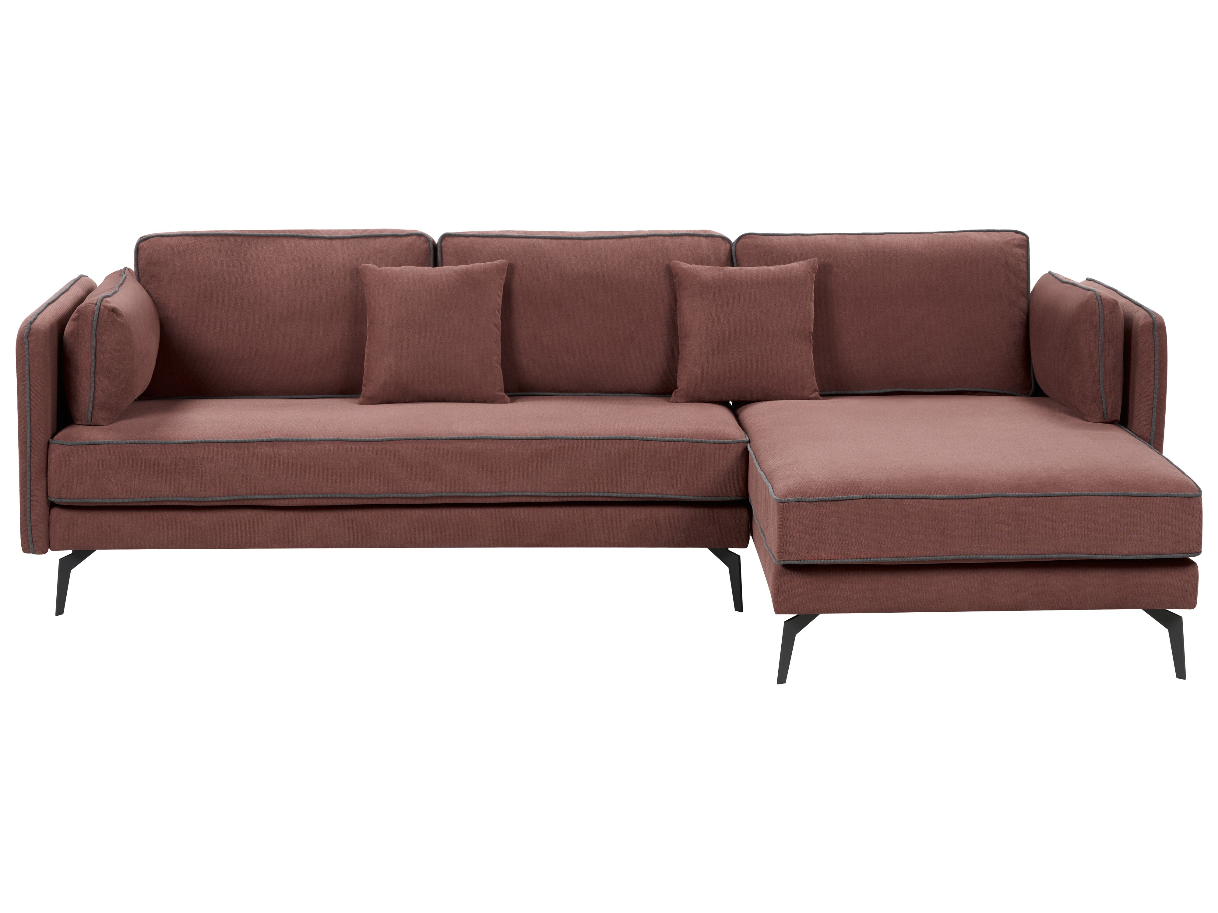 Corner Sofa 3 Seater ALTAN Fabric Burgundy Left Hand
