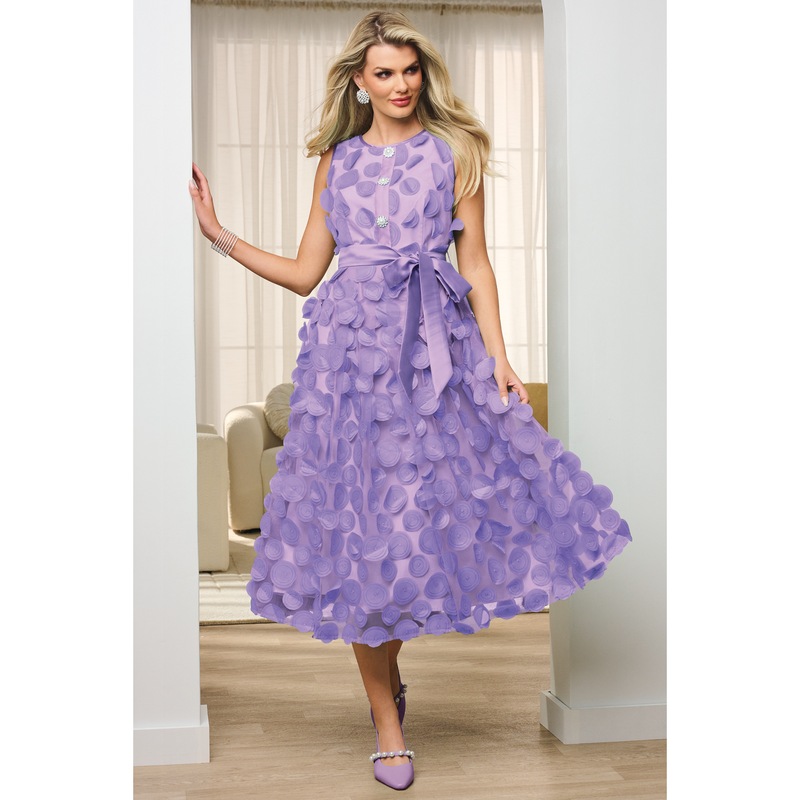 Vanna 3-D Texture A-Line Dress - MIDNIGHT VELVET CATALOG