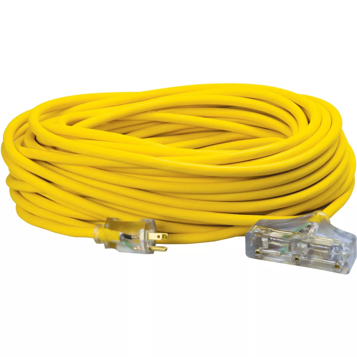 Coleman Cable Polar Solar 100 Ft. 12/3 Cold Weather 3-Outlet Extension Cord