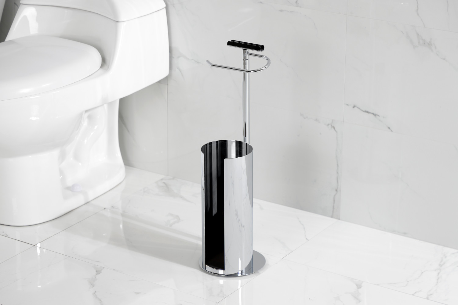 Kingston Brass Continental Freestanding Toilet Paper Holder with Roll Storage and Phone Stand Polished Chrome