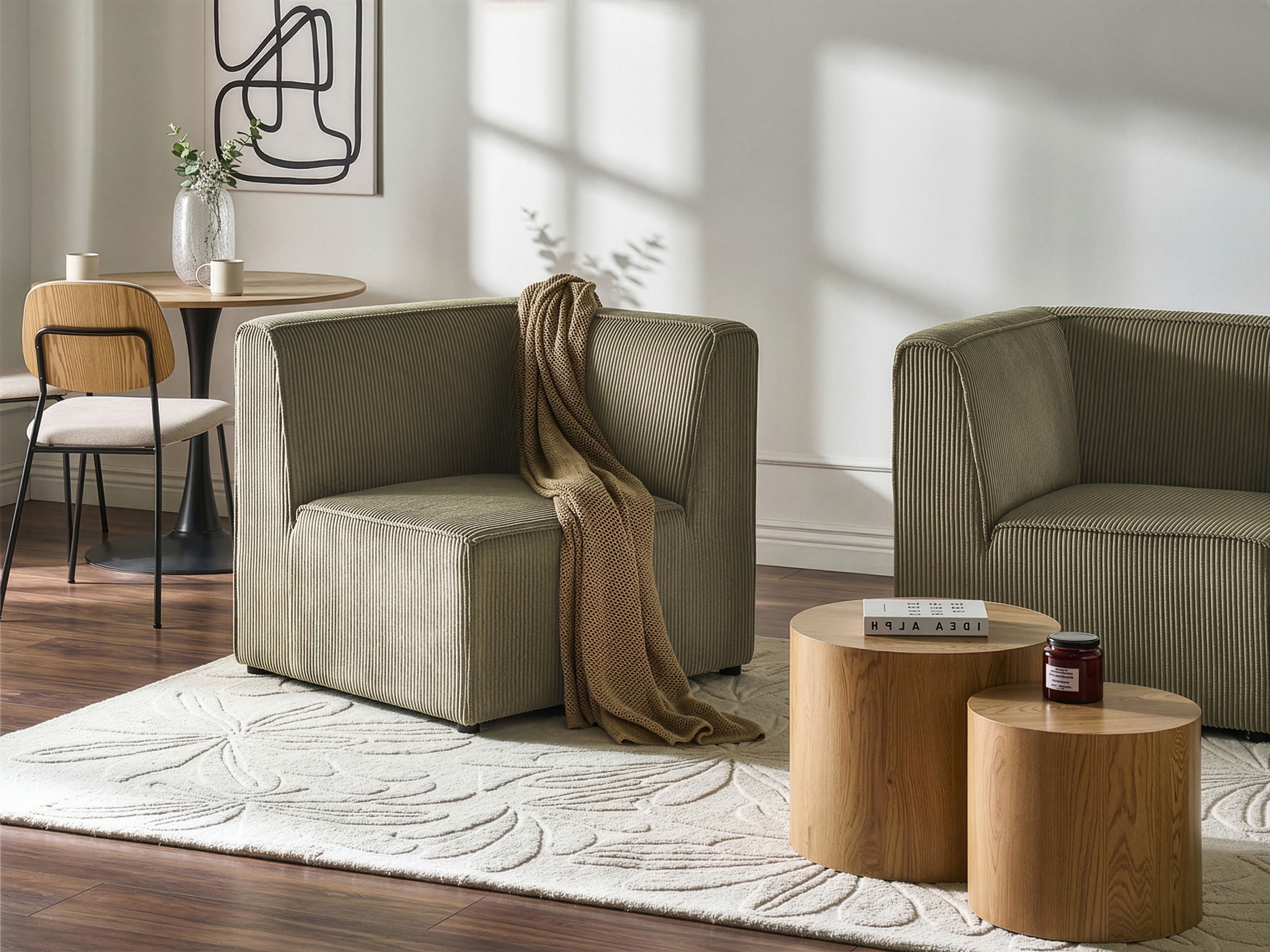 Corner Seat LEMVIG Corduroy Green Right Hand