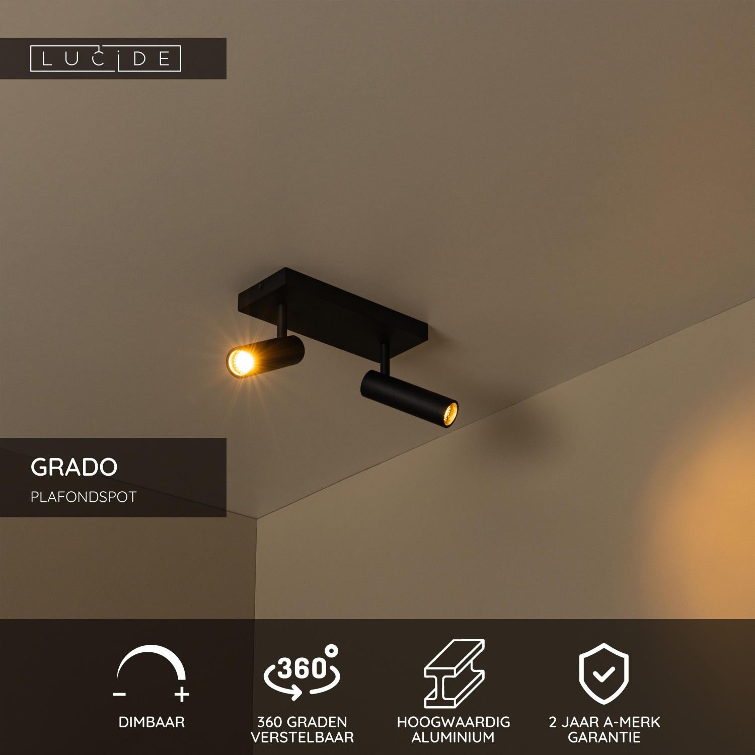 Lucide GRADO Plafondspot - Zwart