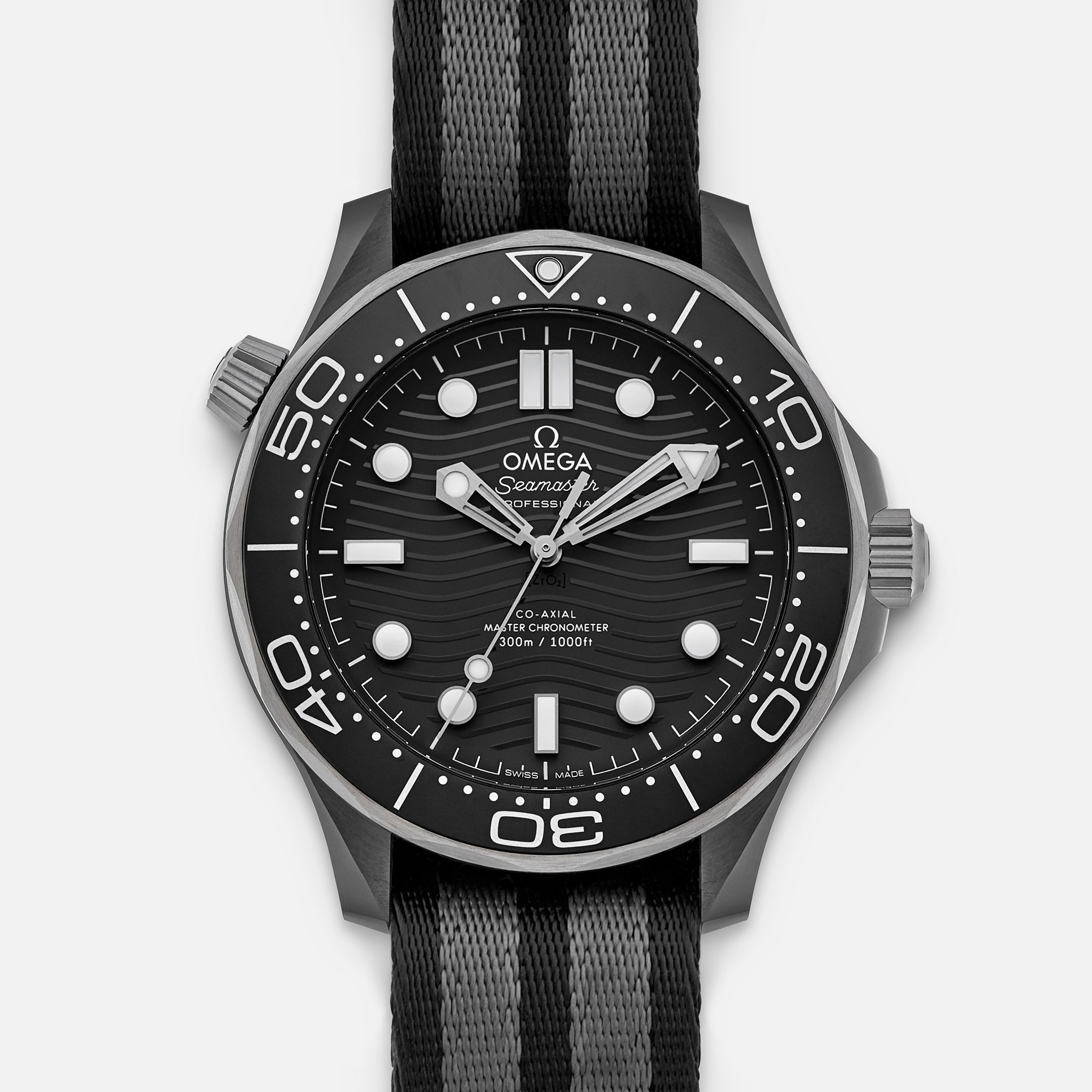 Seamaster Diver 300M Co-Axial Master Chronometer 43.5mm Black Ceramic On NATO Strap(1:1 replica) - Elite Watch Atelier