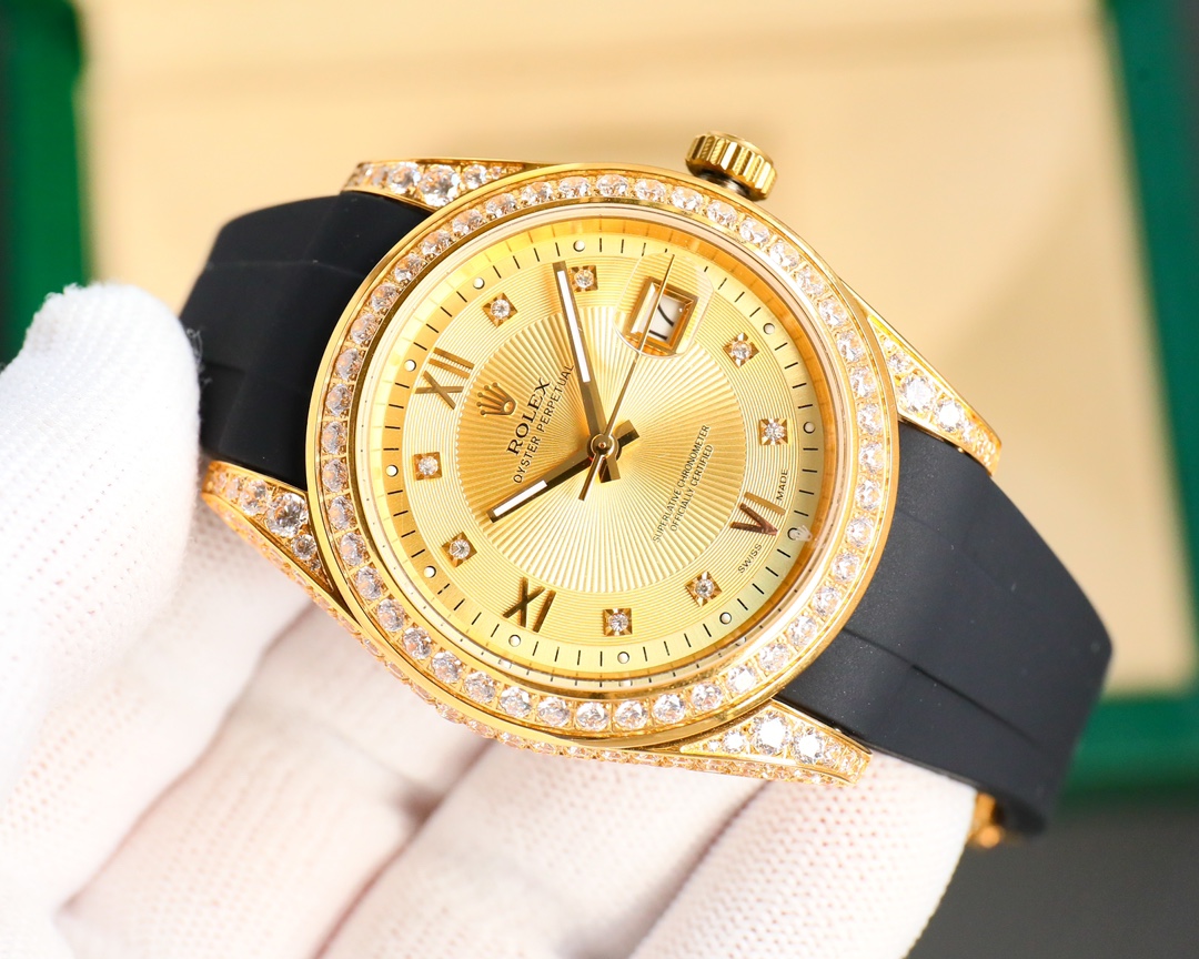 Rolex Logbook Full Luxury-Roman Diamond Dial-18k Nano-Technology 41MM-Golden(1:1 replica) - Elite Watch Atelier