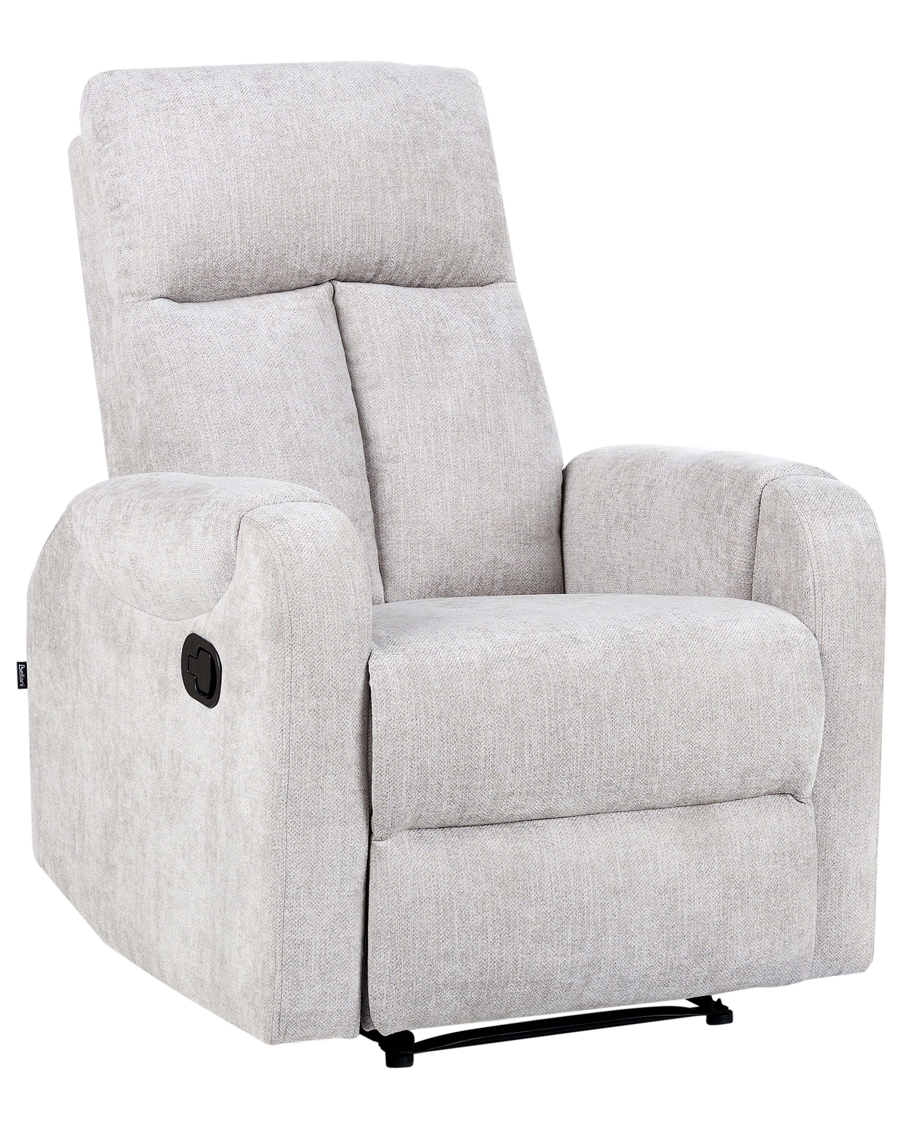 Recliner Chair SOMERO with Footrest Fabric Grey