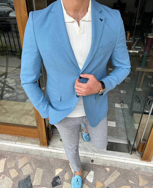 Daily Notch Lapel Single Breasted Pockets Solid Blazer