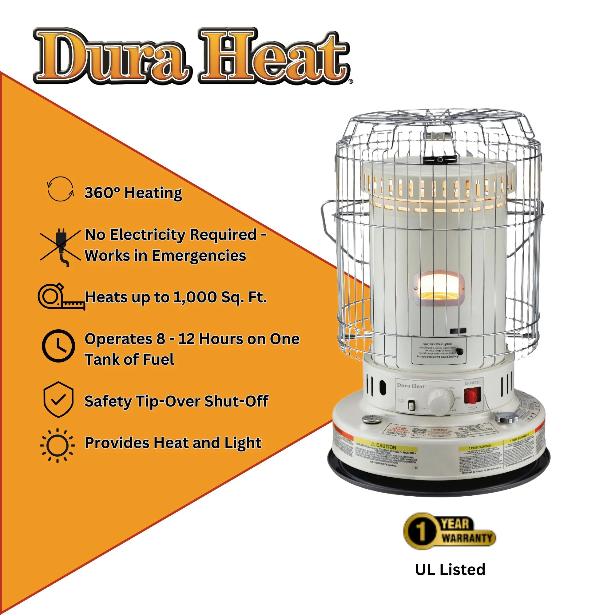 Dura Heat Convection Kerosene Heater, 23,800 BTU, Indoor Portable Heater - DH2304BB - Image 7