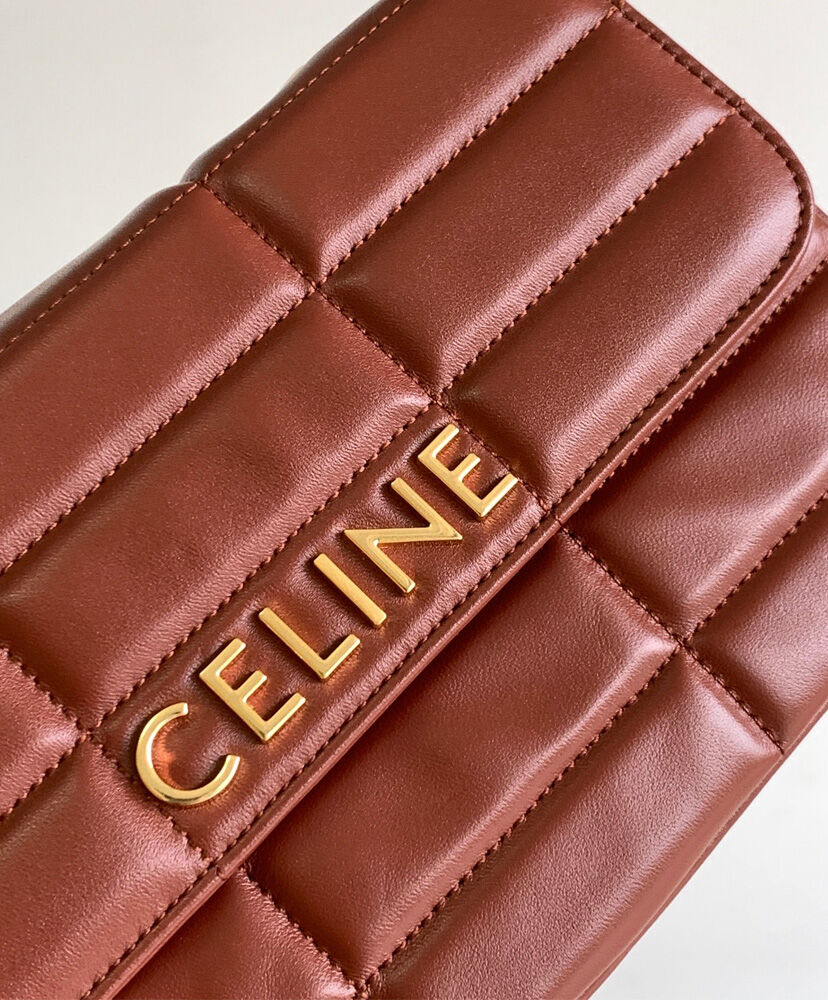 Celine Chain Shoulder Bag Matelasse Monochrome Coffee1:1High-quality replica