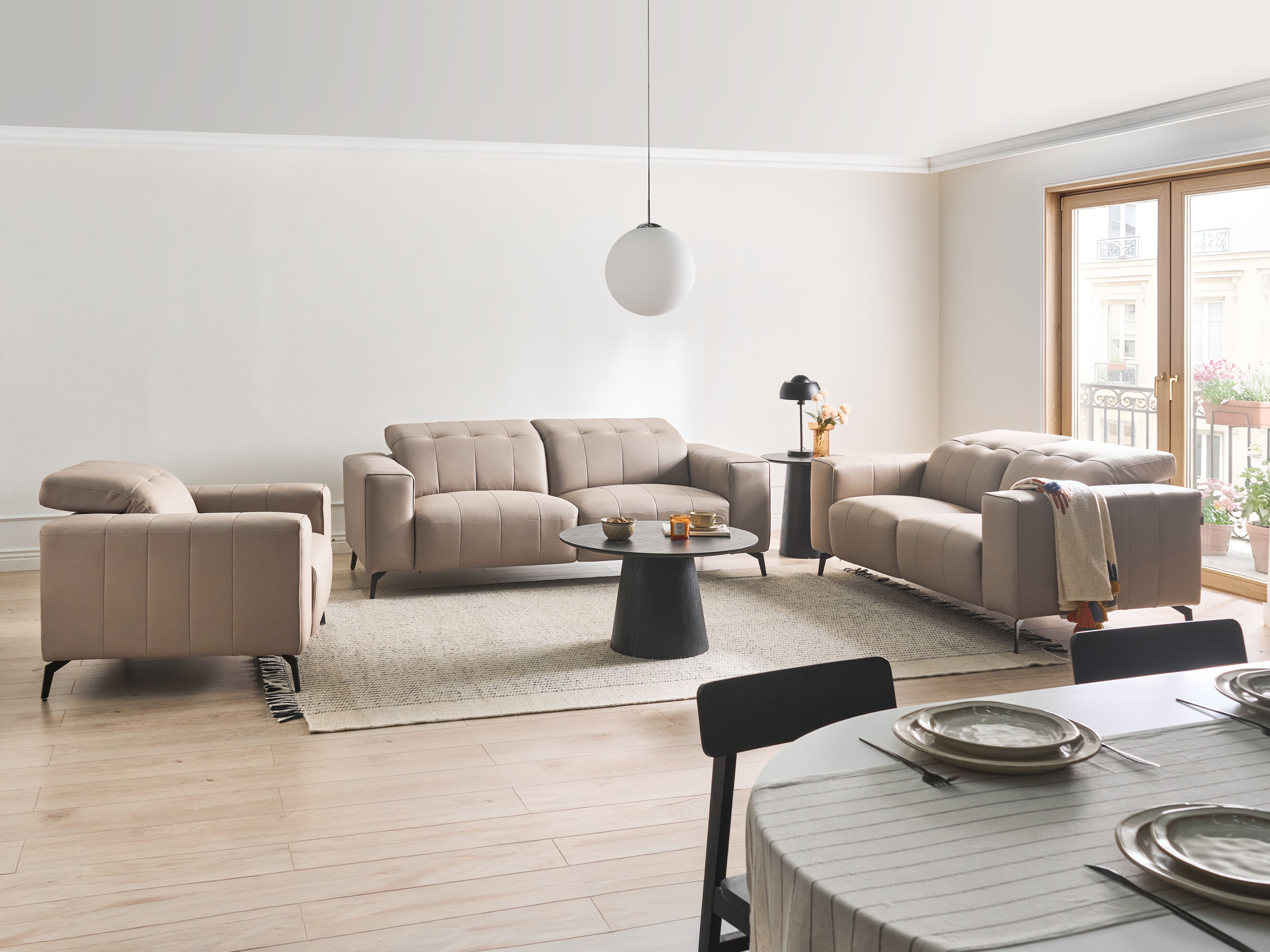 Living Room Set 6 Seater OMMEL Faux Leather Taupe