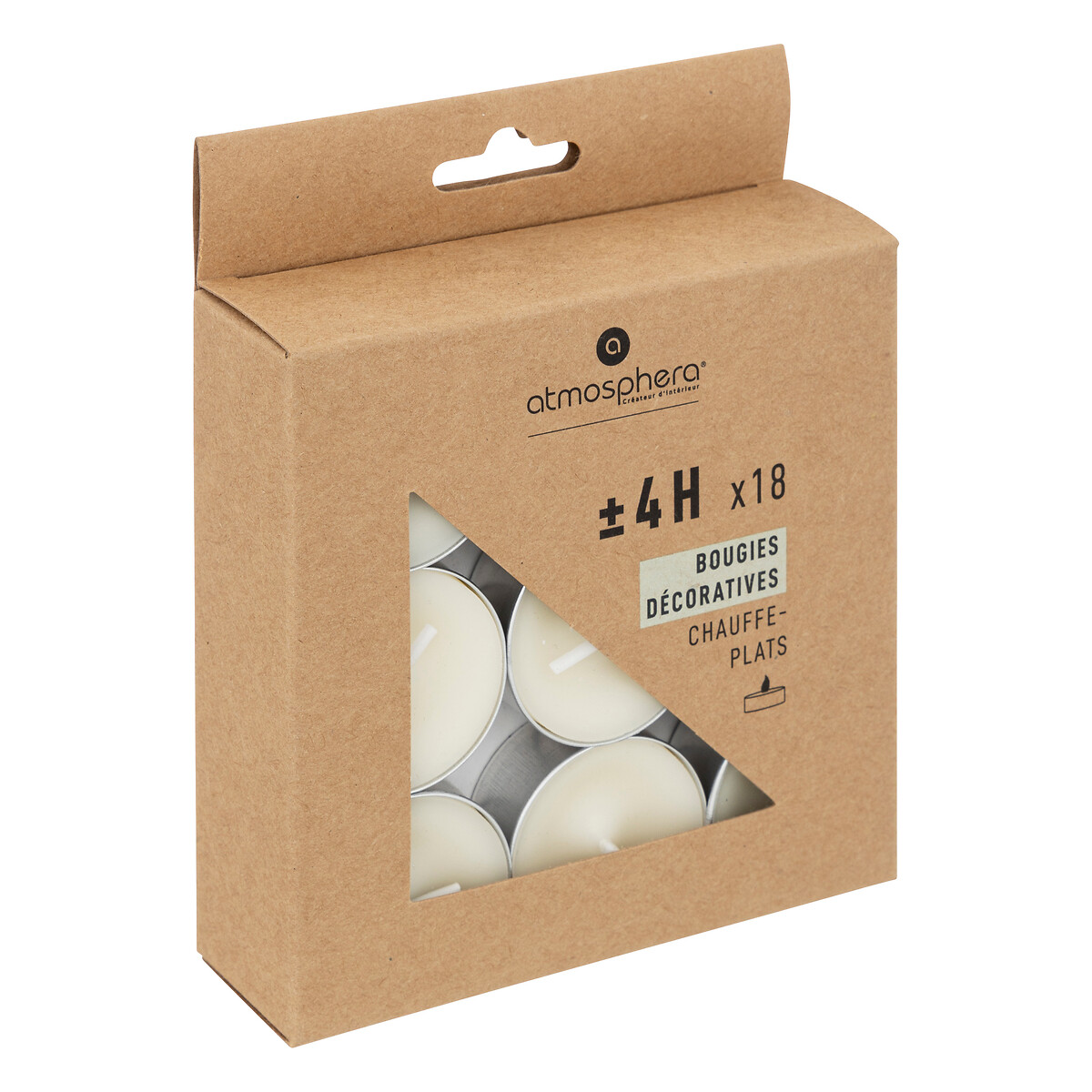 18 tea lights"Hugo" Ivory white, 13g