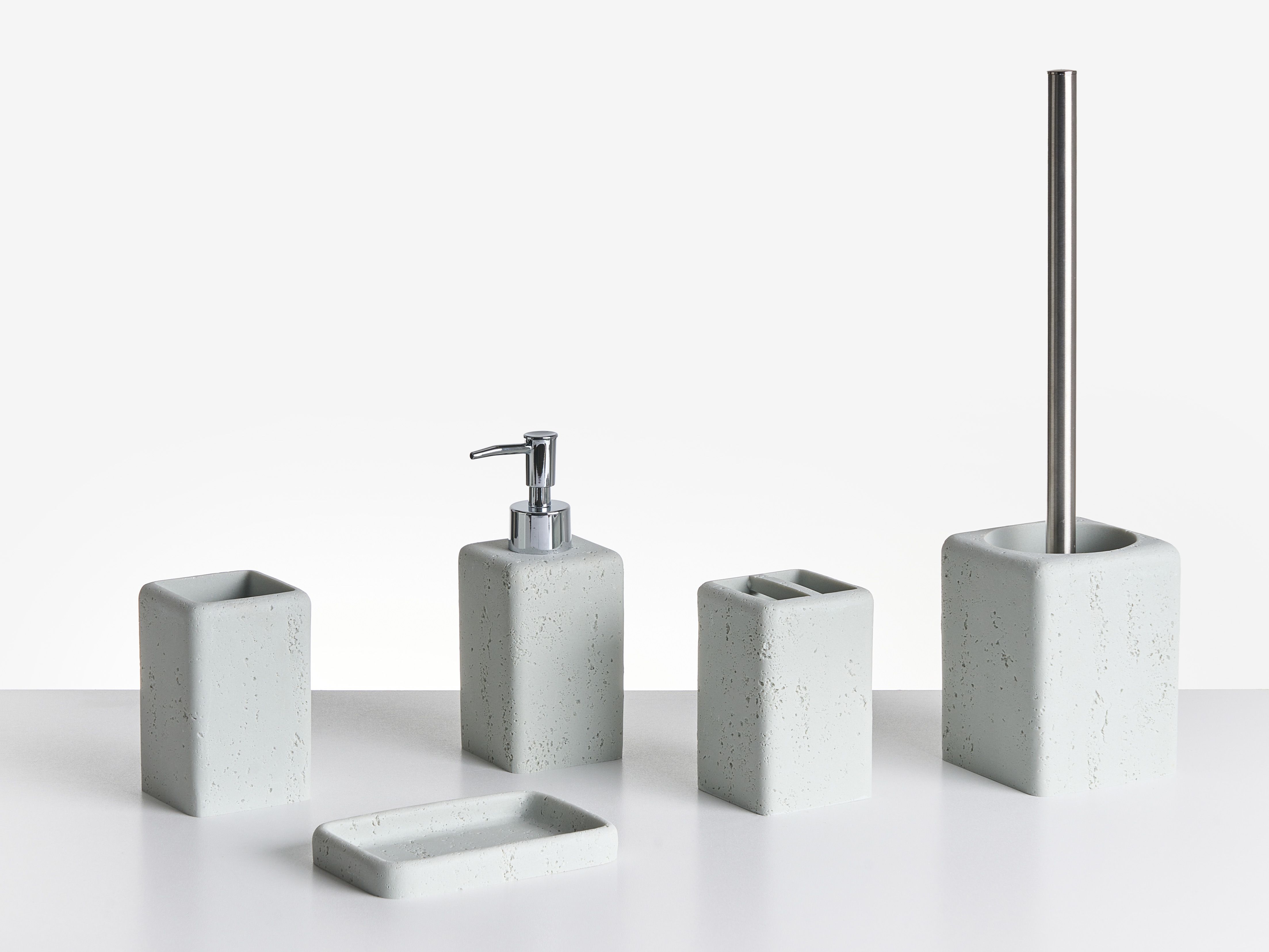 5-Piece Bathroom Accessories Set VILCANOTA Grey Concrete Effect