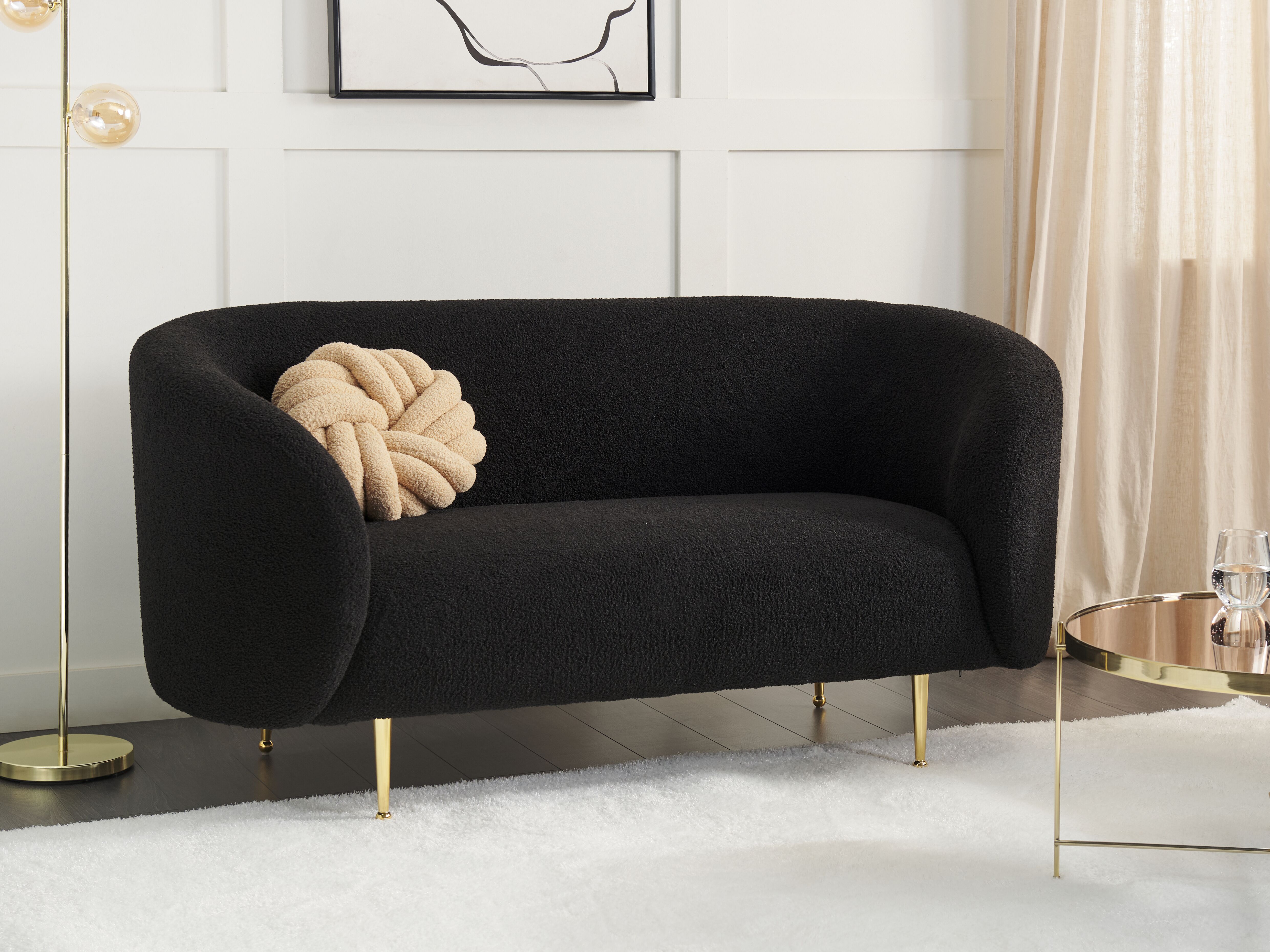Sofa 2 Seater LOEN Boucle Black