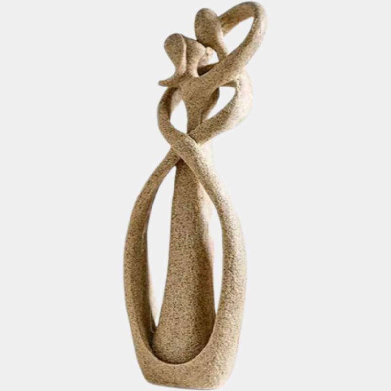 Moderne Abstracte Liefdessculptuur in Neutrale Kleuren – Tijdloos Kunstwerk voor Interieurdecoratie, 20x10x8 cm