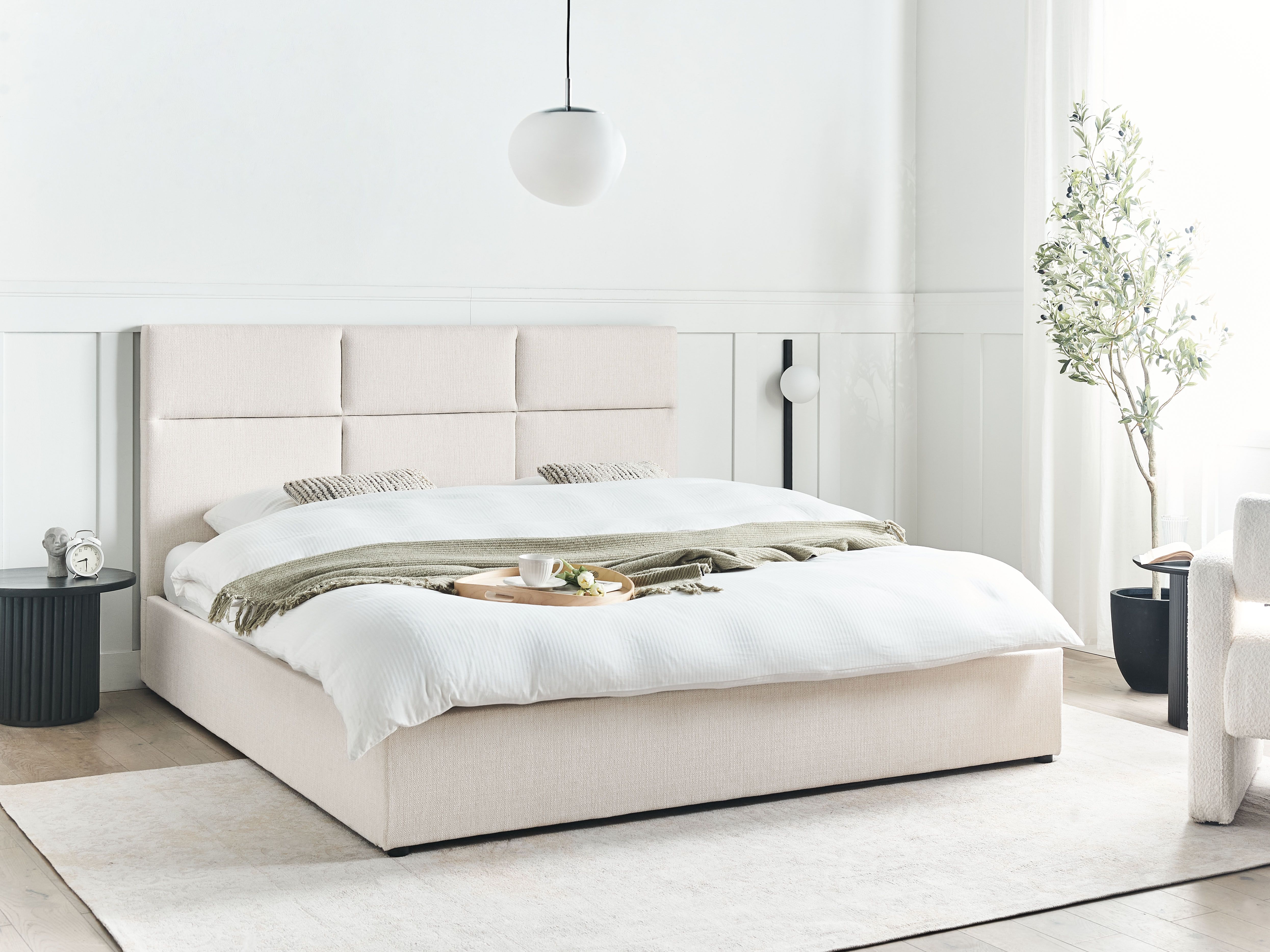 Ottoman Bed Fabric LAGORD 180 x 200 cm (EU Super King) Off-White