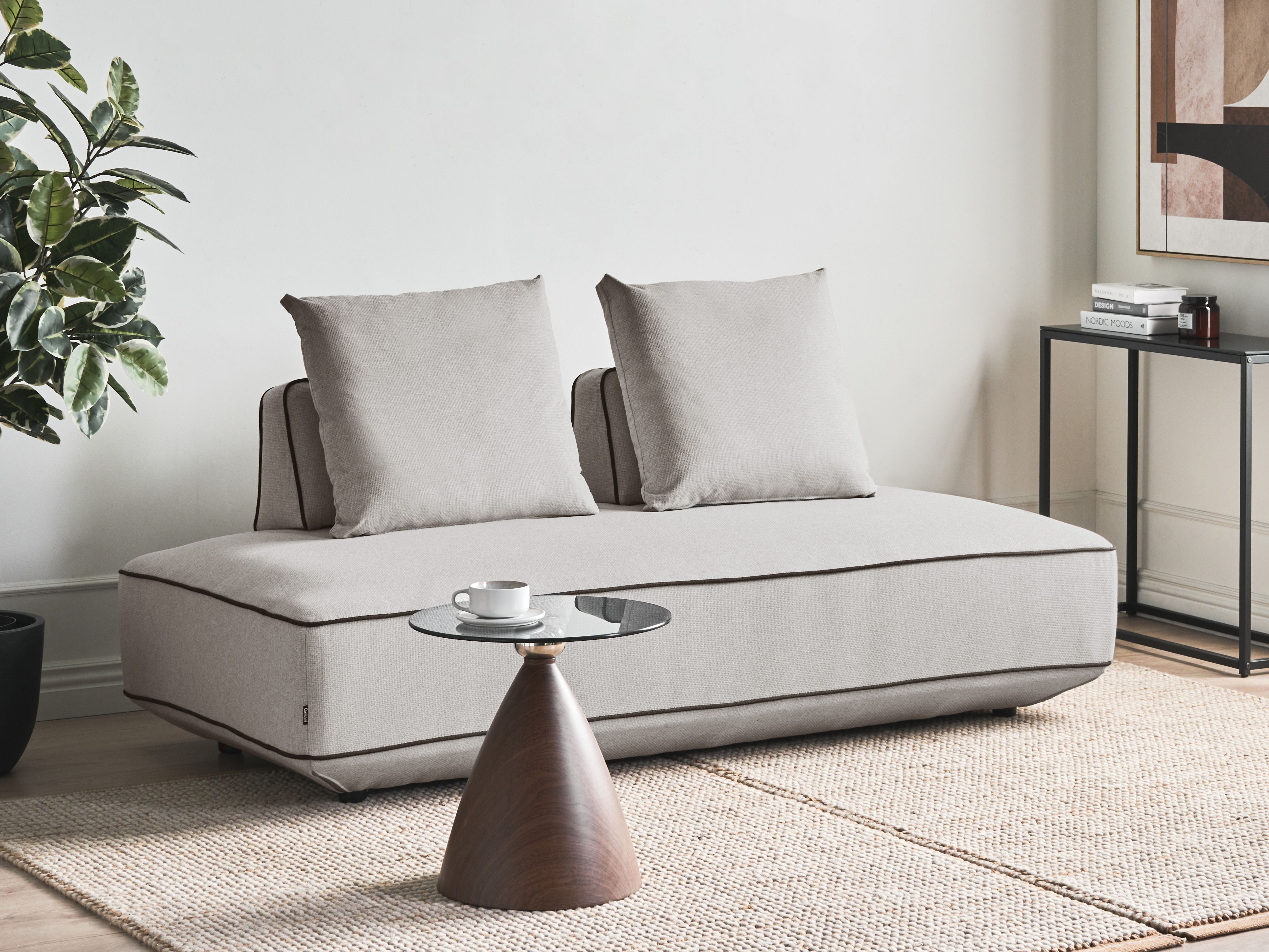 Chaise Longue SEILLANS Fabric Light Grey