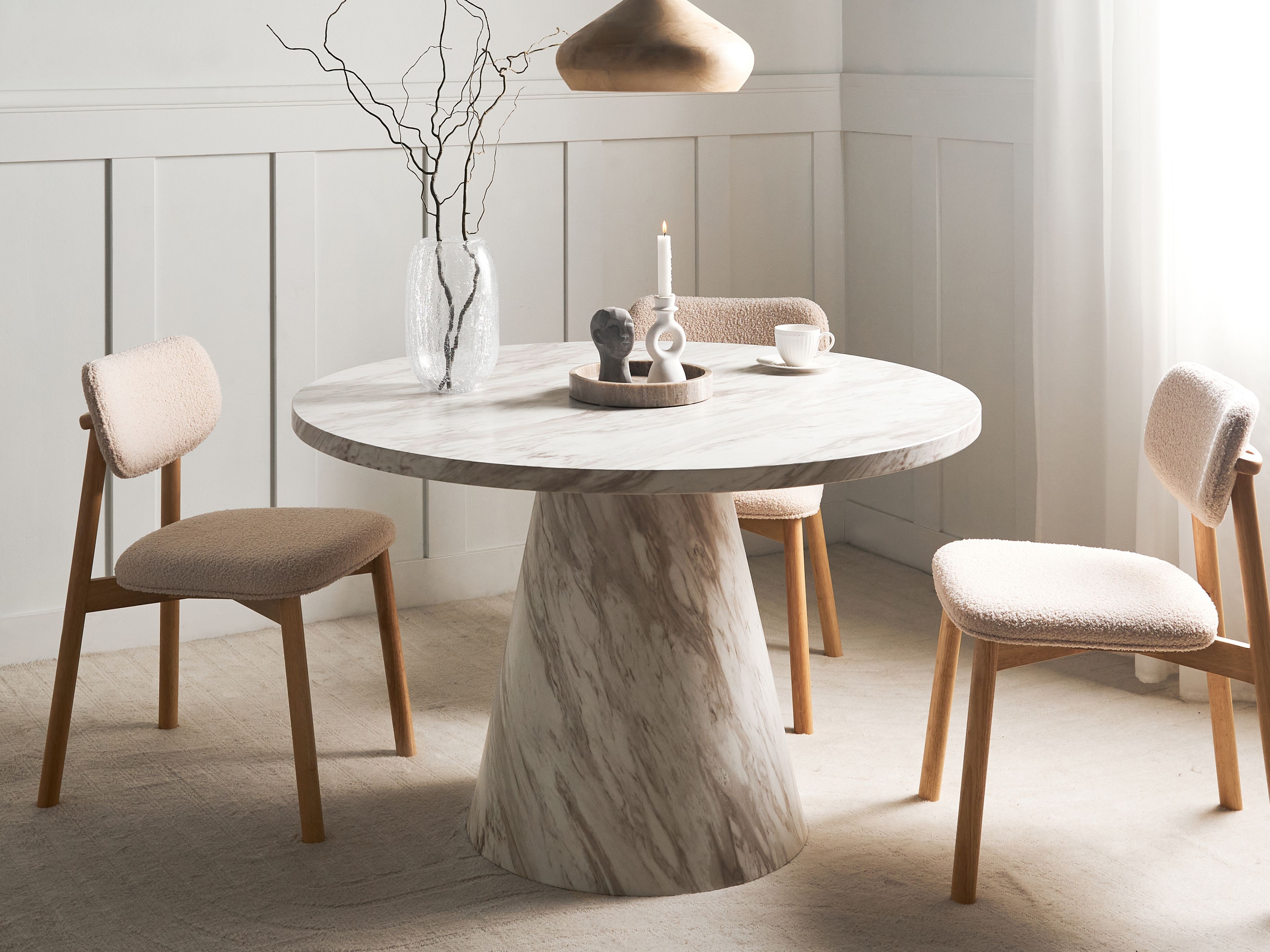 Dining Table MERE White Marble 120 cm 120 cm