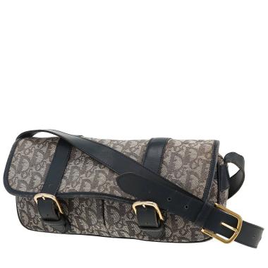 Dior handbag in navy blue monogram canvas Oblique and navy blue leather
