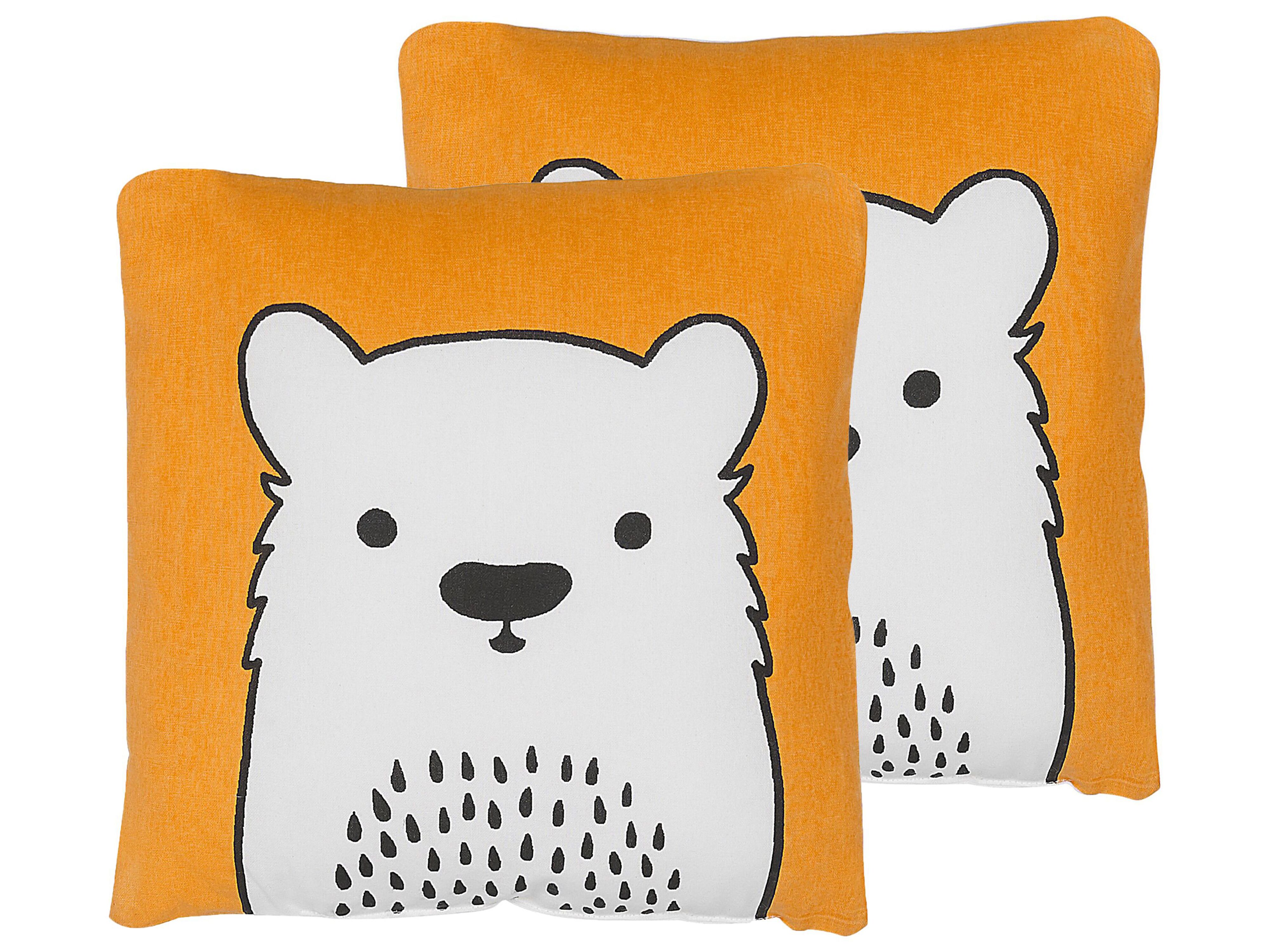 Set of 2 Decorative Cushions WARANASI Cotton 45 x 45 cm Orange