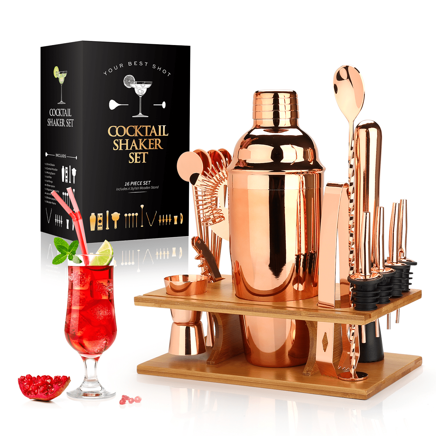 BarMaster | Complete 16-delige Bartender Set als Perfect Cadeau