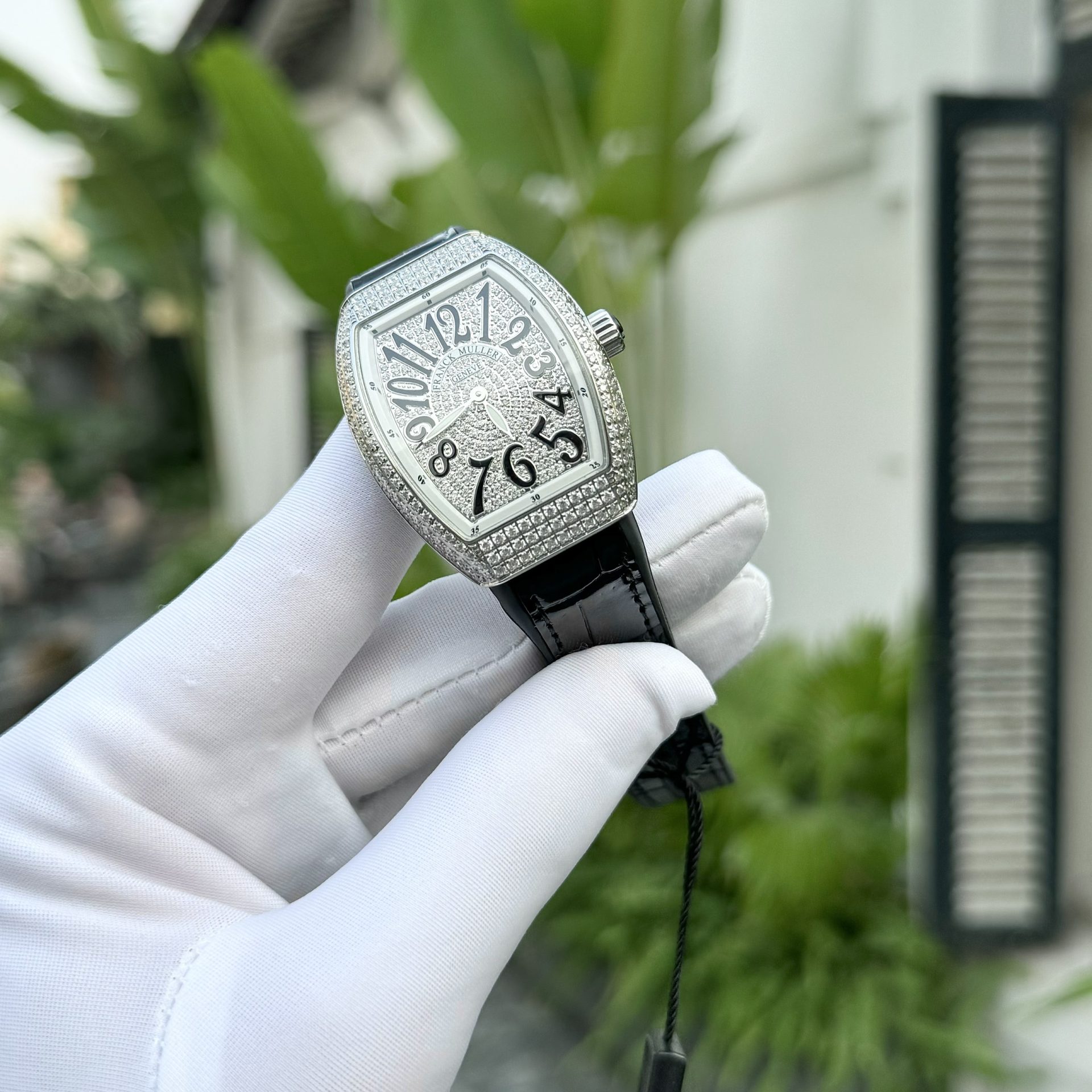 Franck Muller Rep 11 Watch V32 Women s Full Diamonds Black Rubber Strap ABF 32x40mm - Elite Watch Atelier