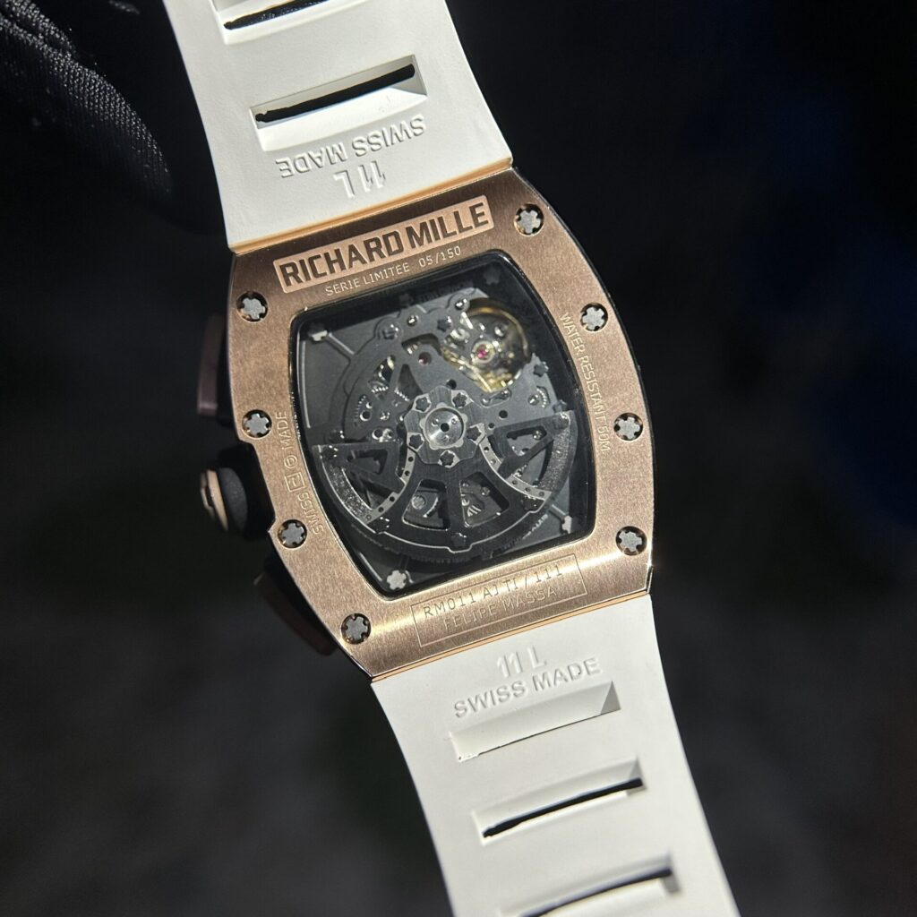 Richard Mille Replica 1:1 Watch RM011 With Full Diamond Rubber Strap 44mm - Top club
