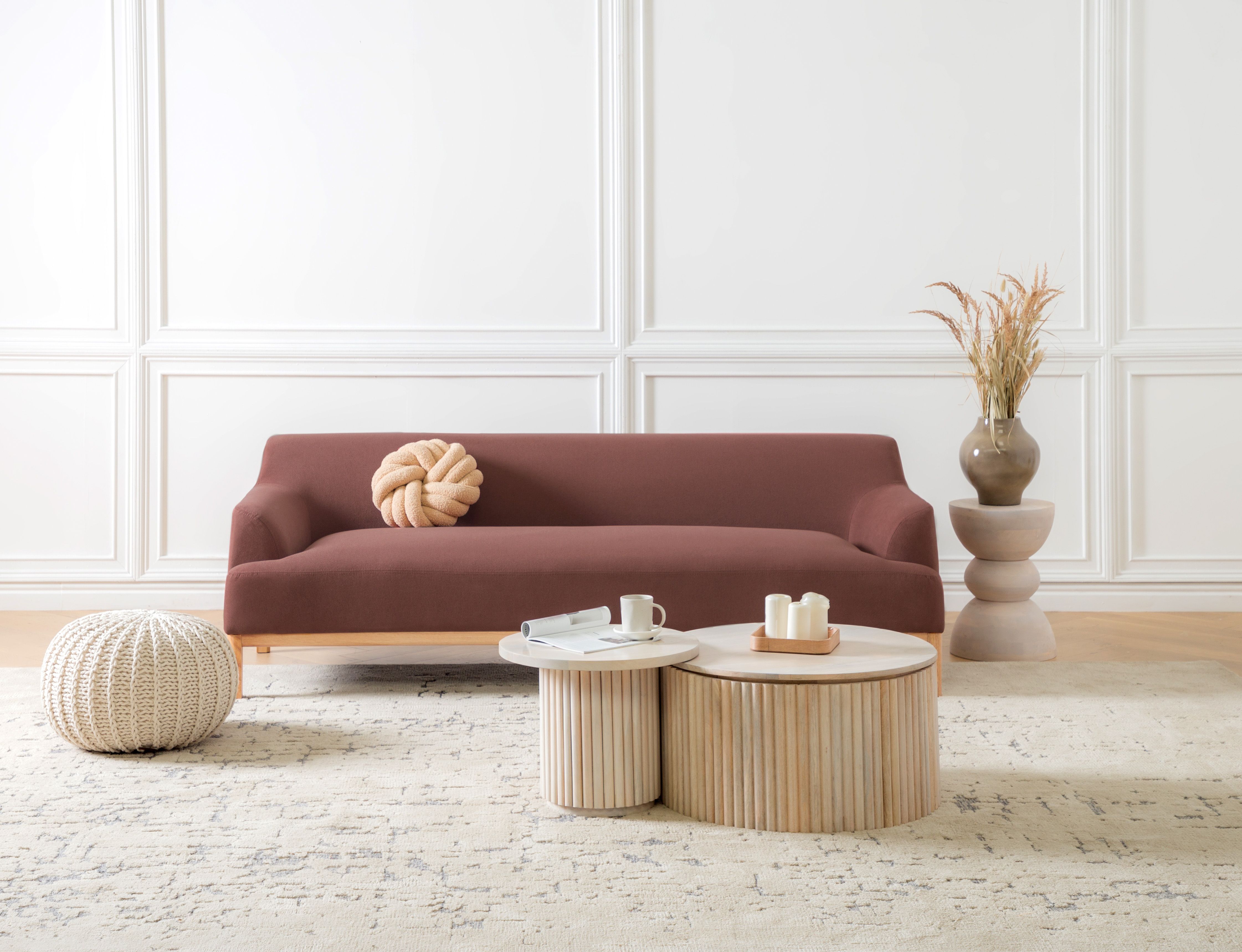 Sofa 3 Seater SOSJO Fabric Burgundy