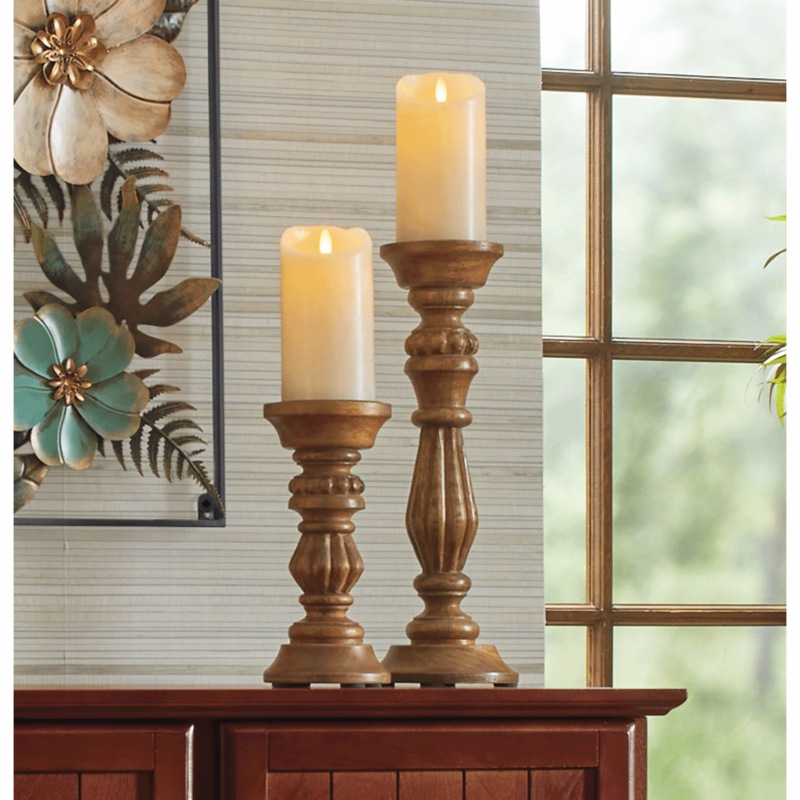 Set of 2 Turned Candleholders - MIDNIGHT VELVET CATALOG