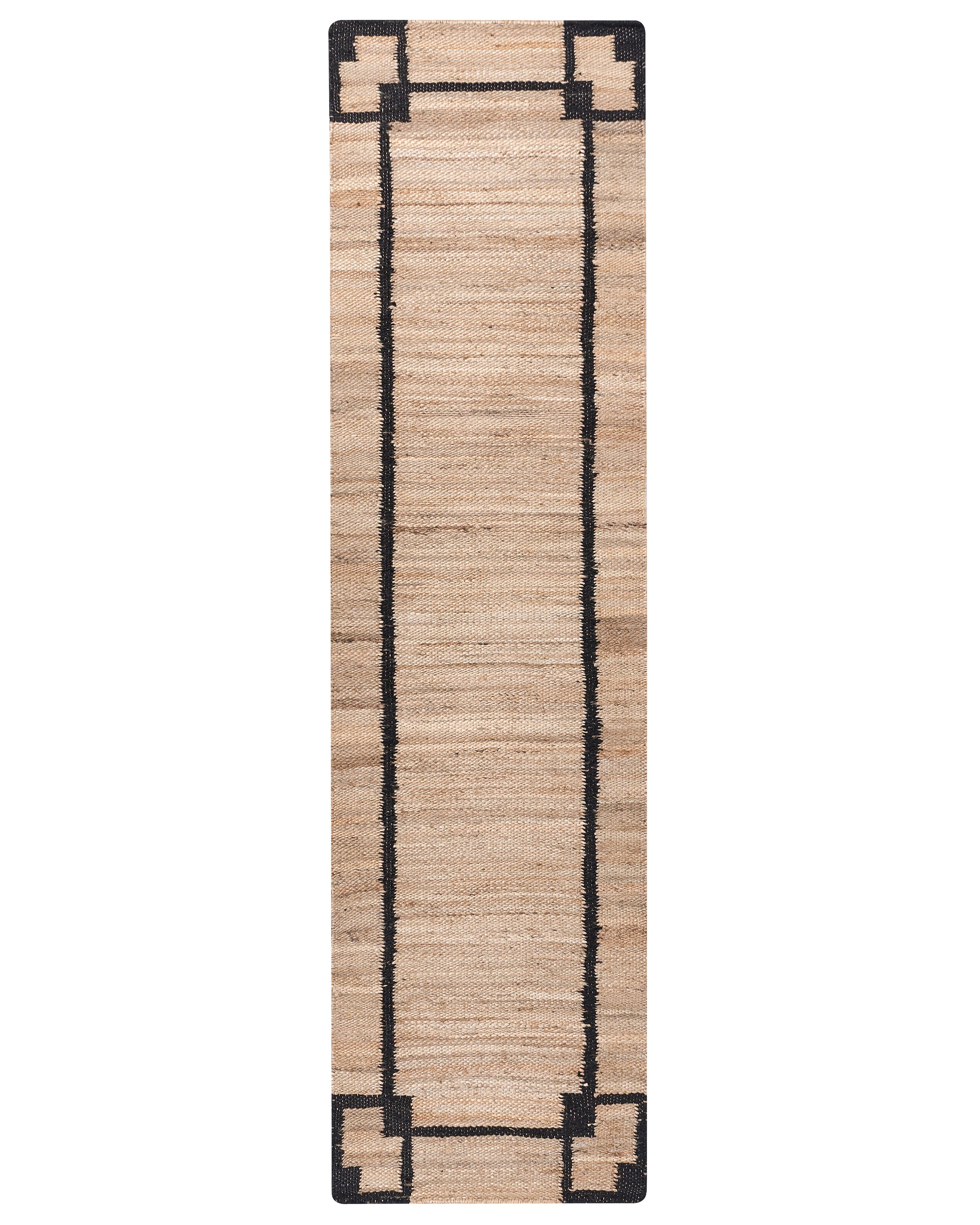 Rug GONDIA Black/ Beige 80 x 300 cm Jute