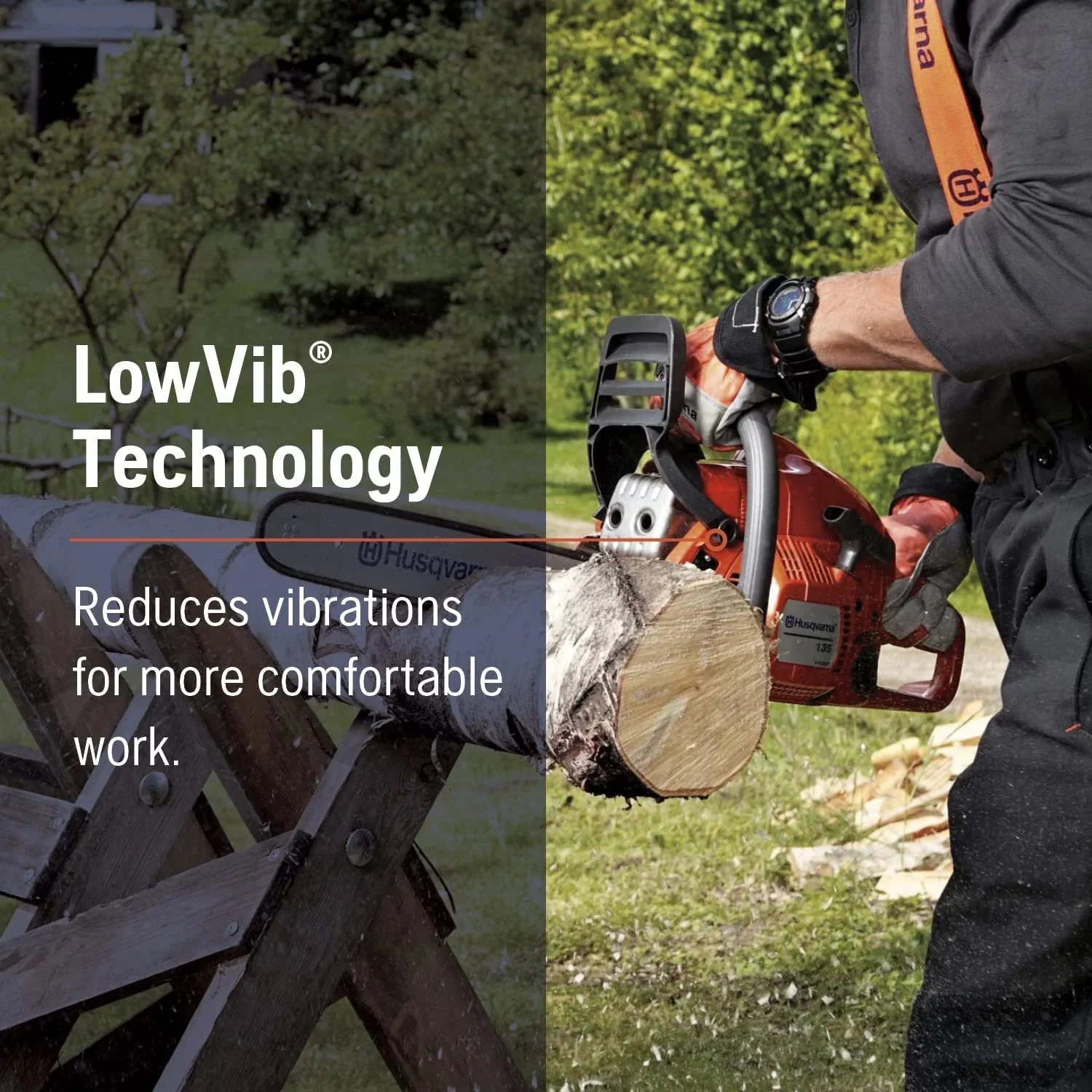 Husqvarna Gas Powered Chainsaw, 38-cc 2.1-HP 2-Cycle X-Torq Engine, 16 Inch - 135 Mark II - Image 4 Husqvarna Gas Powered Chainsaw, 38-cc 2.1-HP 2-Cycle X-Torq Engine, 16 Inch - 135 Mark II - Image 4