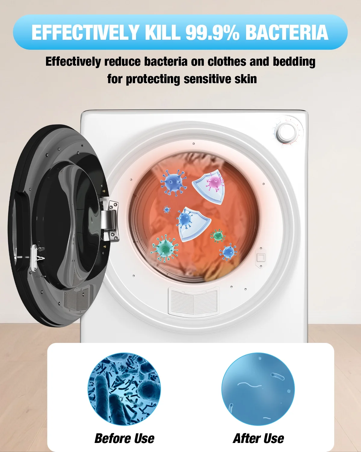TABU Washer and Dryer Set, 17.6LBS Full Automatic Washing Machine & 8.8LBS Portable Dryer (Gray&White) - Image 33