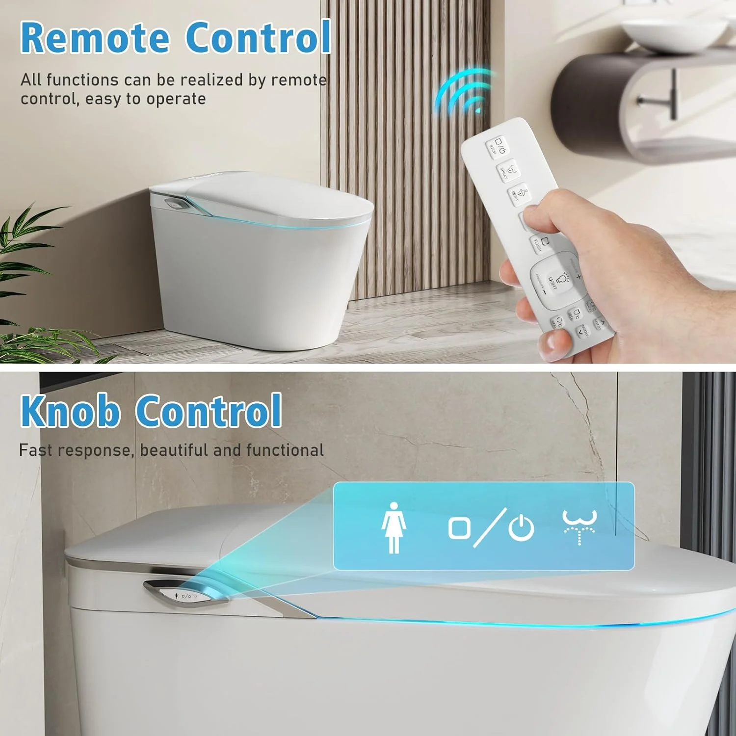 LALAHOO Smart Toilet with Bidet Built in, Auto Open & Close, Elongated Heated seat, Foot Sensor Flush, LED Display, Warm Water Wash, Dryer, Night Light, Black - Image 27